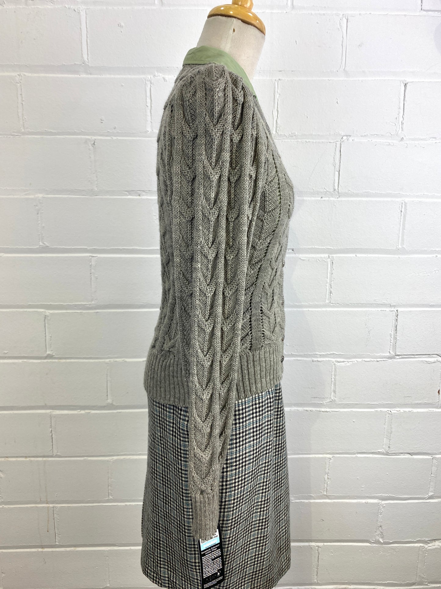 Vintage Deadstock Grey Austrian Wool Knit Cardigan, Doubles