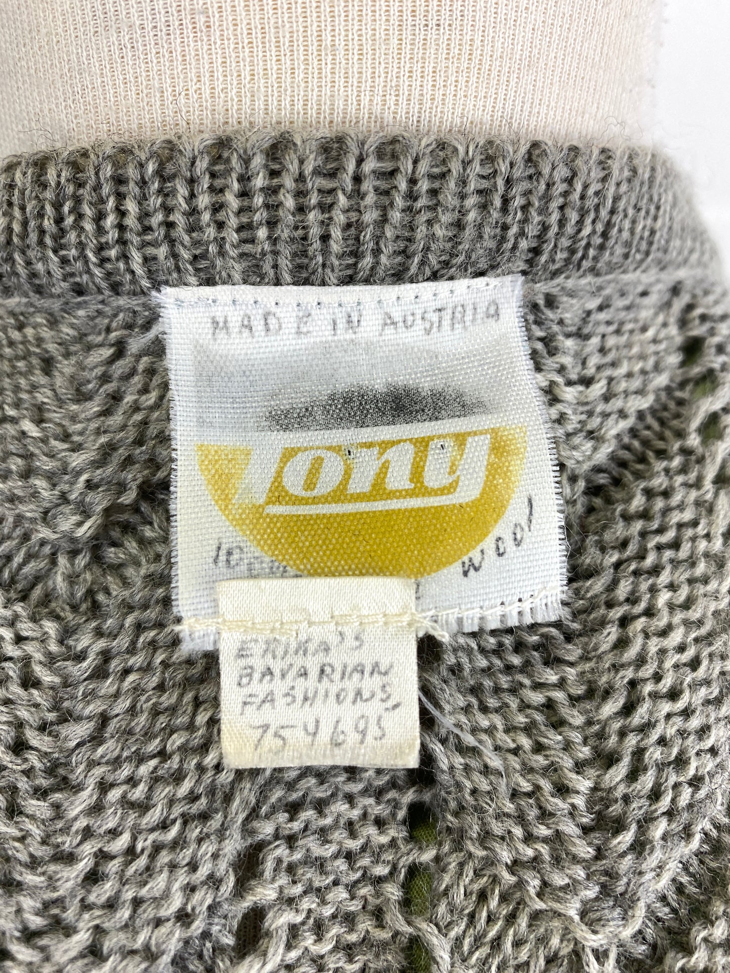 Vintage Deadstock Grey Austrian Wool Knit Cardigan, Doubles