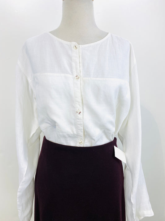 Vintage 1980s White Linen Button-Up Blouse, Alke Boker