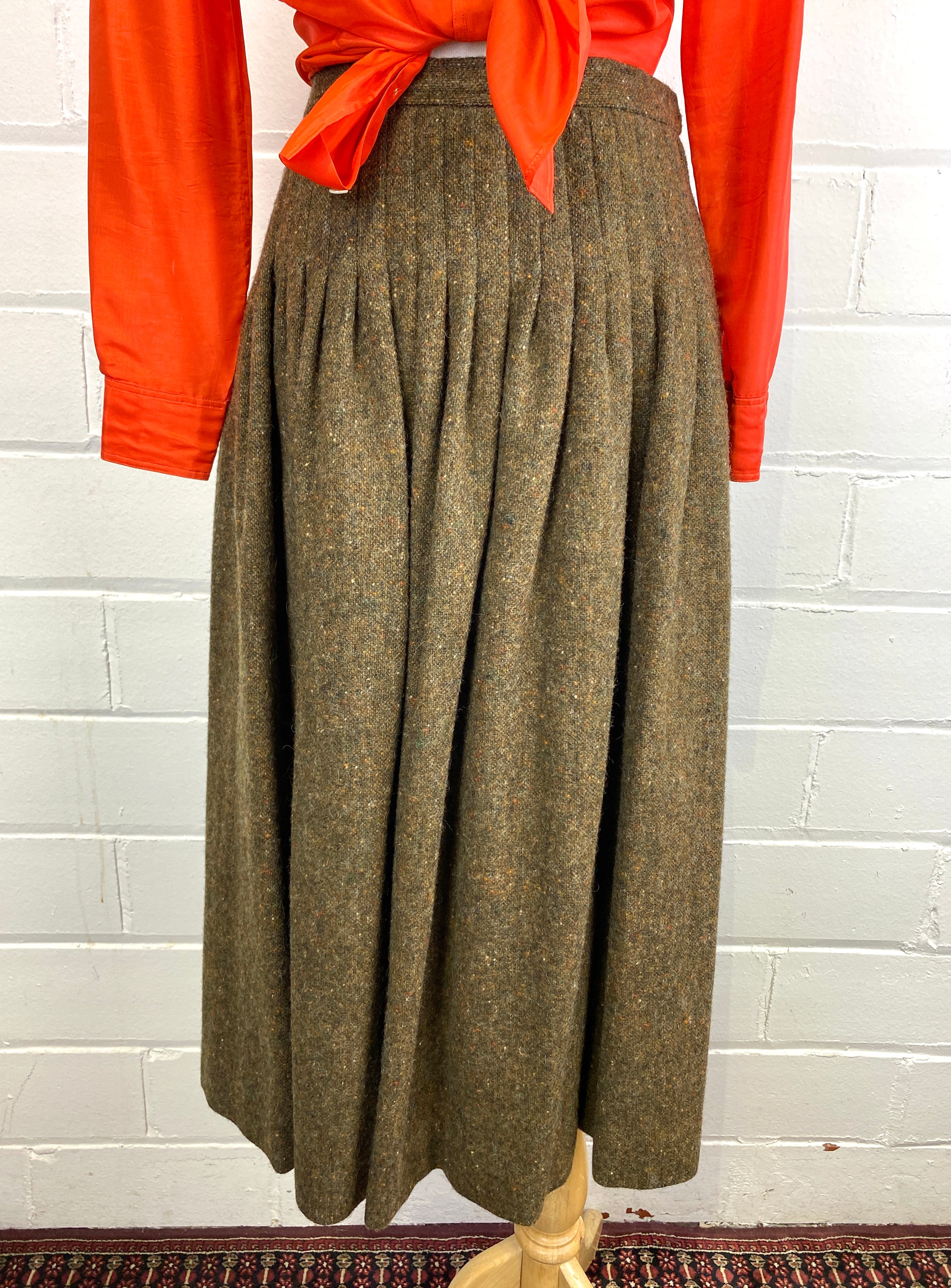 Vintage wool skirt100%woolbeige - ミニスカート