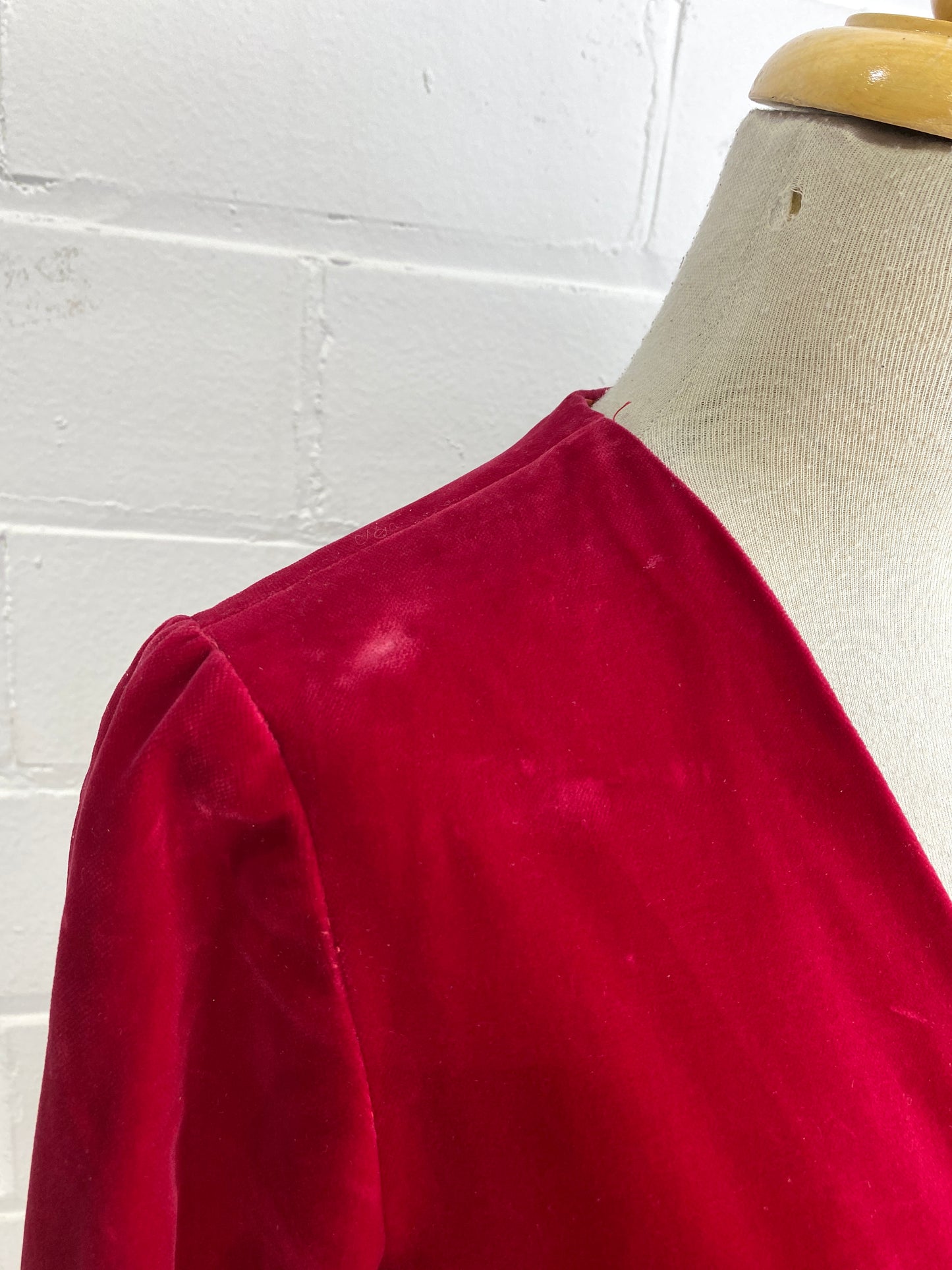 Vintage 1960s Red Velvet Jumpsuit, Small