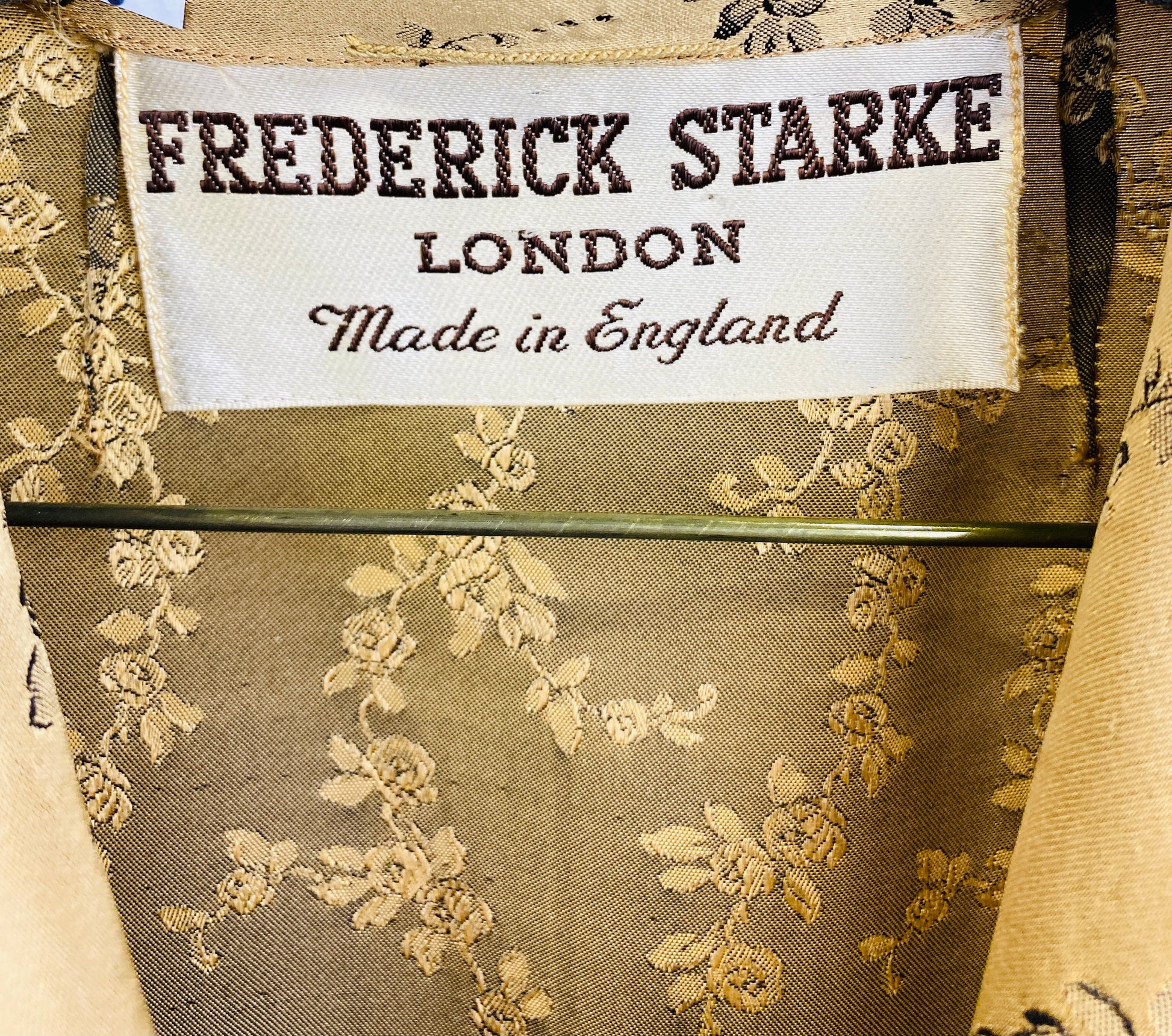 Vintage 1950s Gold Brocade Frederick Starke Dress with Belt, Small