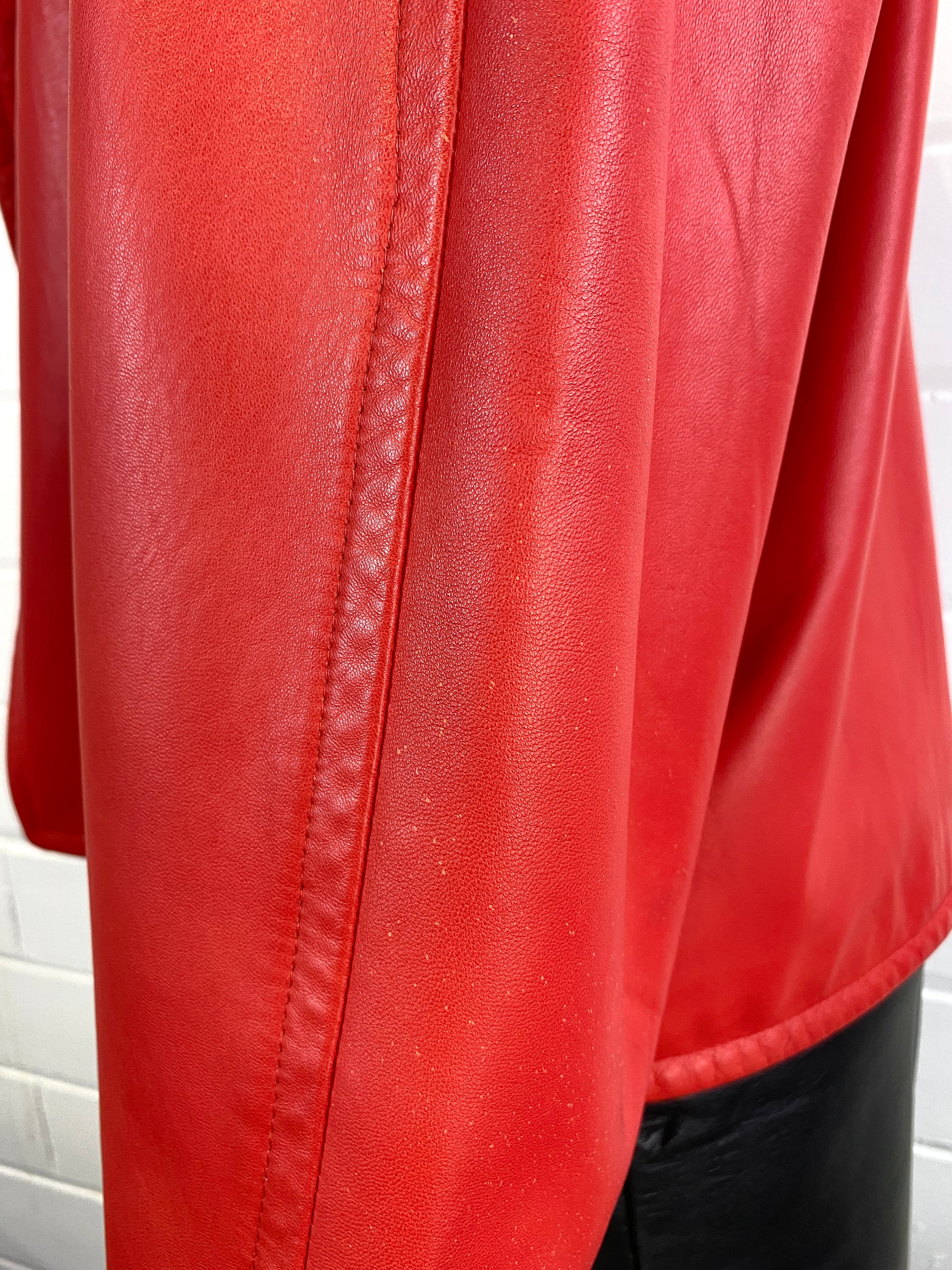 Vintage 1980s Red Leather Cropped Jacket, Large