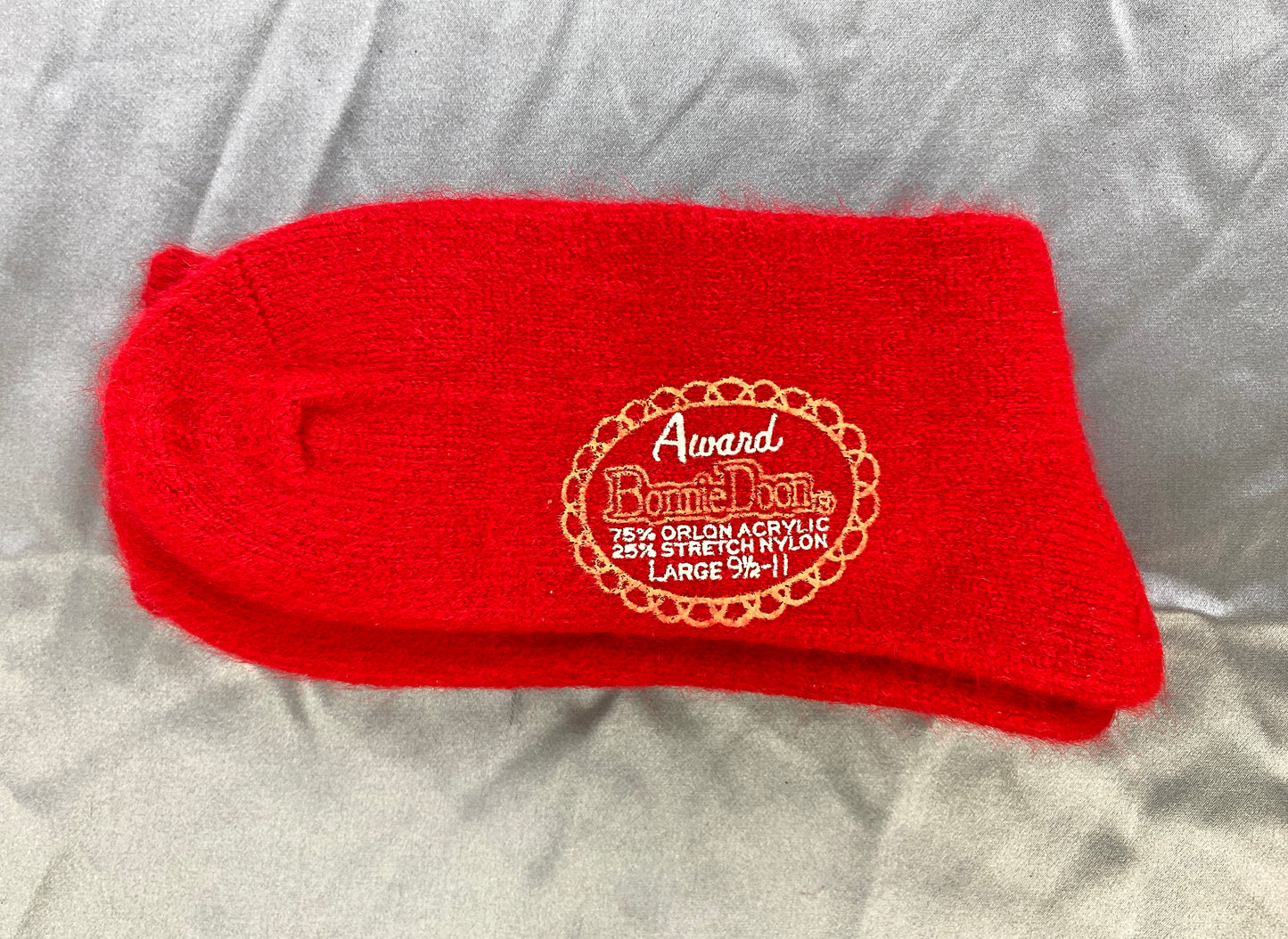 Vintage 1960s Deadstock Bonnie Doon Soft Bright Red Acrylic Cashmere Ribbed Socks, x1