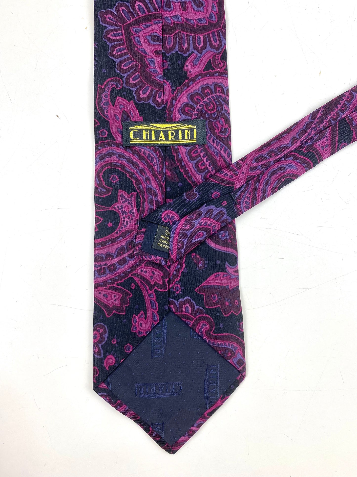 90s Deadstock Silk Necktie, Men's Vintage Purple Paisley Pattern Tie, NOS