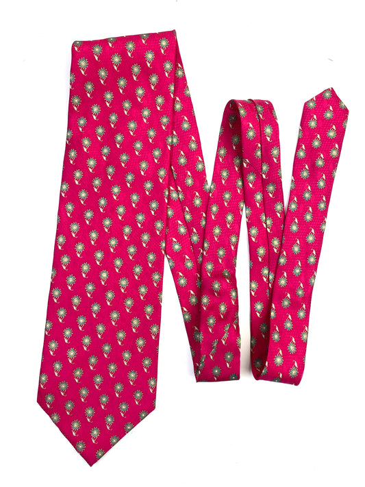 90s Deadstock Silk Necktie, Men's Vintage Pink Floral Pattern Tie, NOS