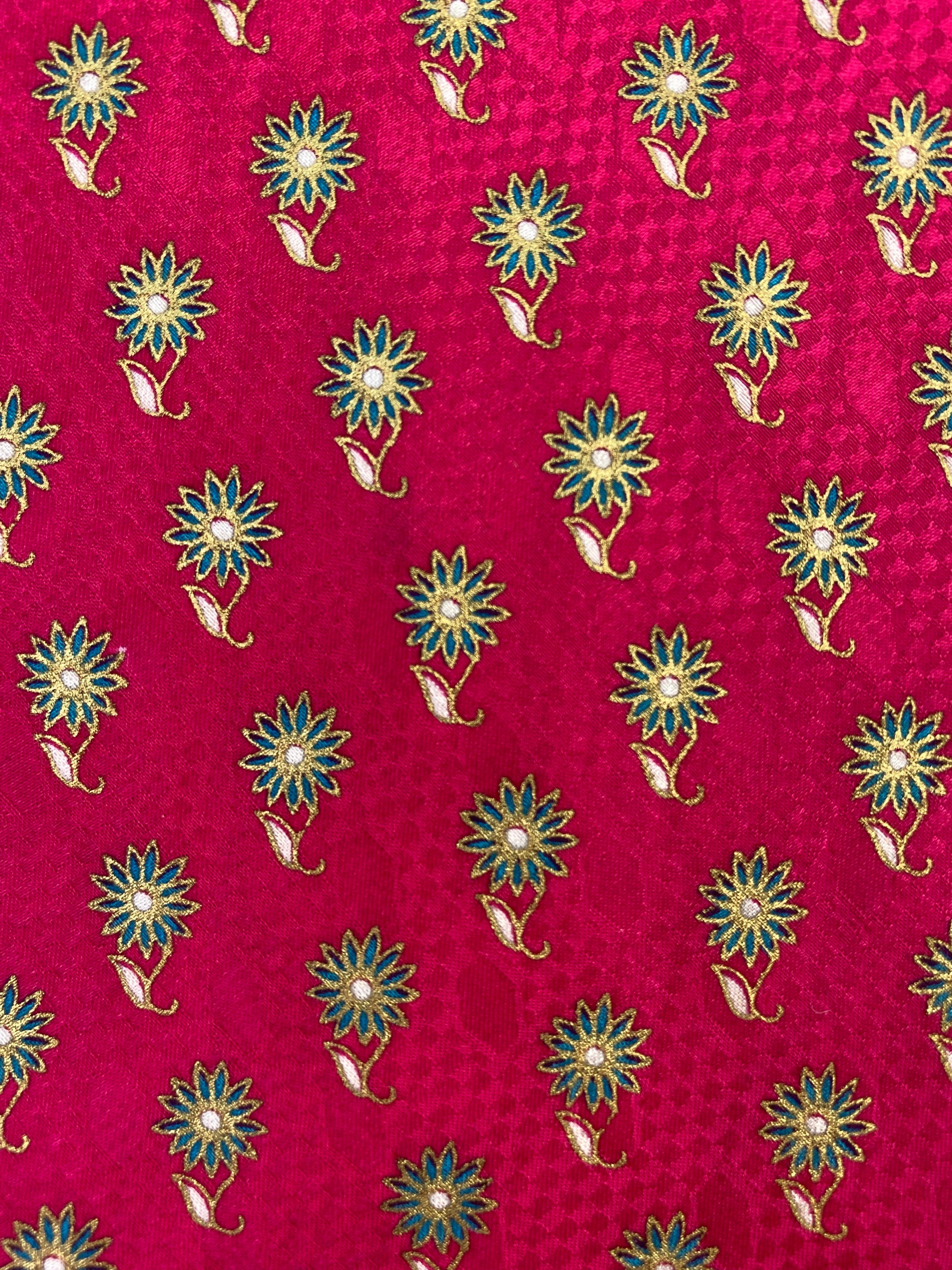 90s Deadstock Silk Necktie, Men's Vintage Pink Floral Pattern Tie, NOS