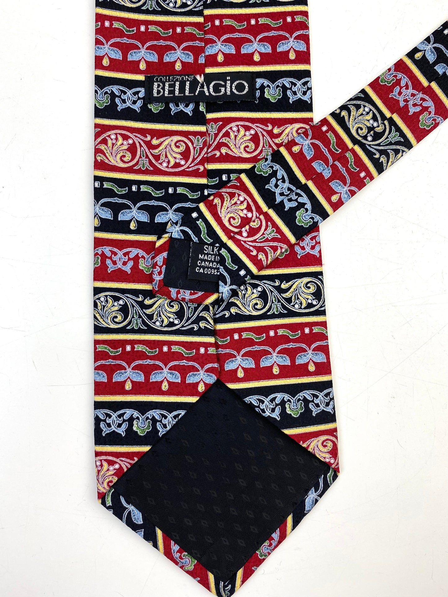 90s Deadstock Silk Necktie, Men's Vintage Wine/ Gold Horizontal Pattern Tie, NOS