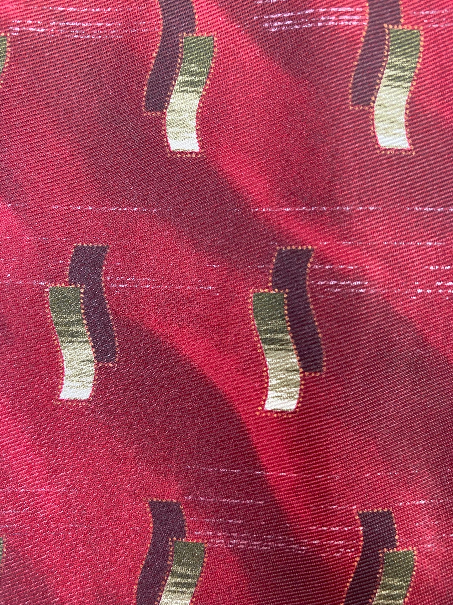 90s Deadstock Silk Necktie, Men's Vintage Wine Geometric Pattern Tie, NOS