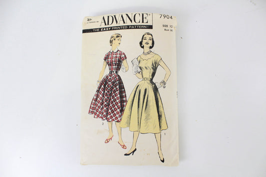 1950s dress pattern advance 7904 rockabilly dress 