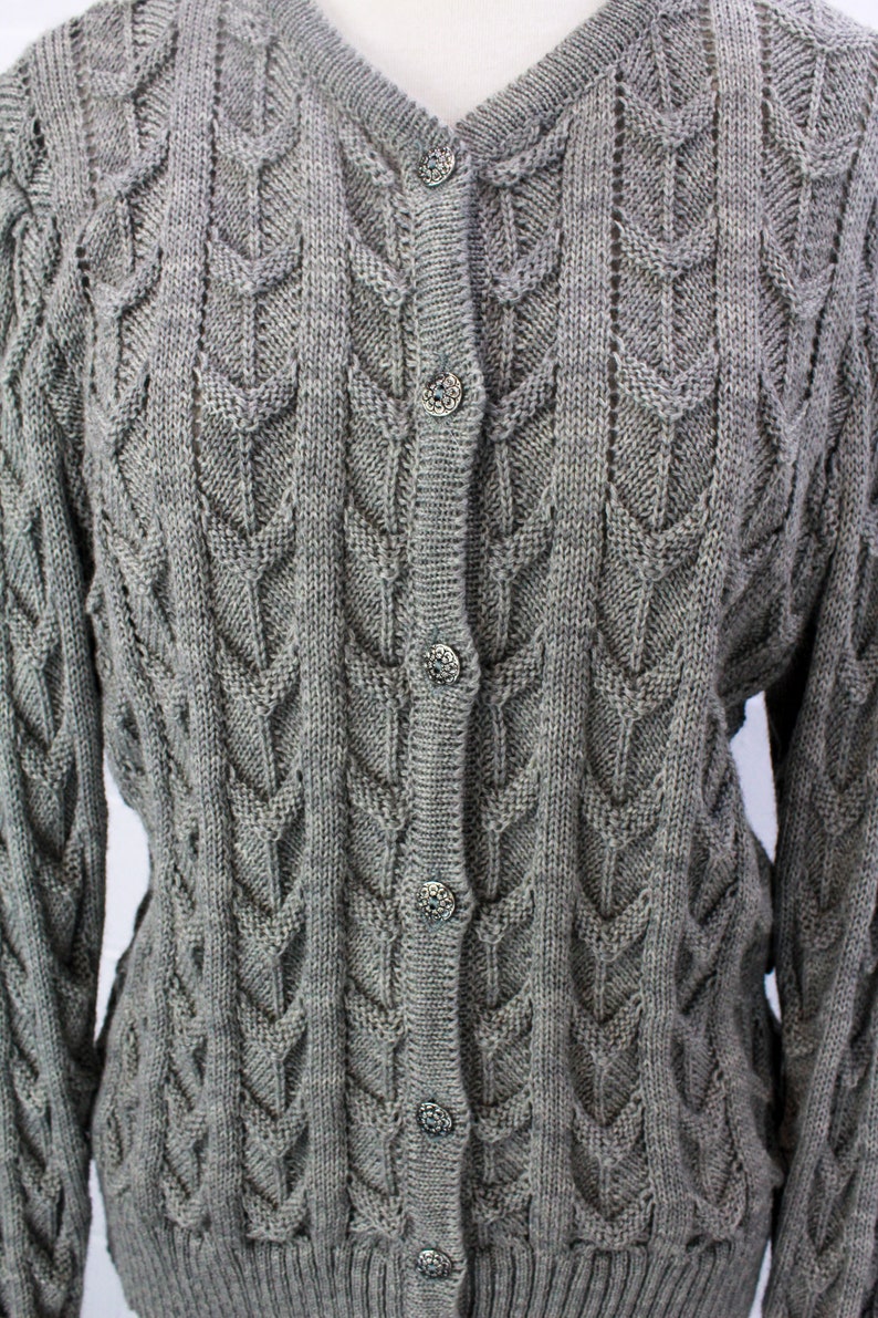 vintage austrian wool cardigan grey deadstock wool 