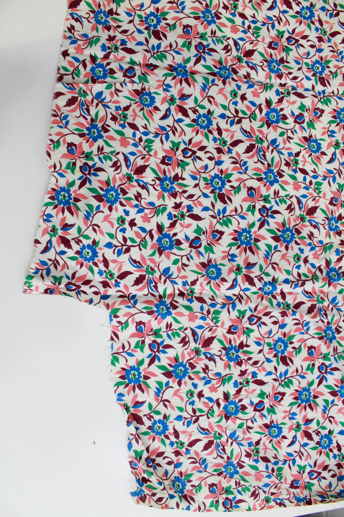 1930s/40s Burgundy Floral Cotton Feedsack, 37.5" x 27.5"