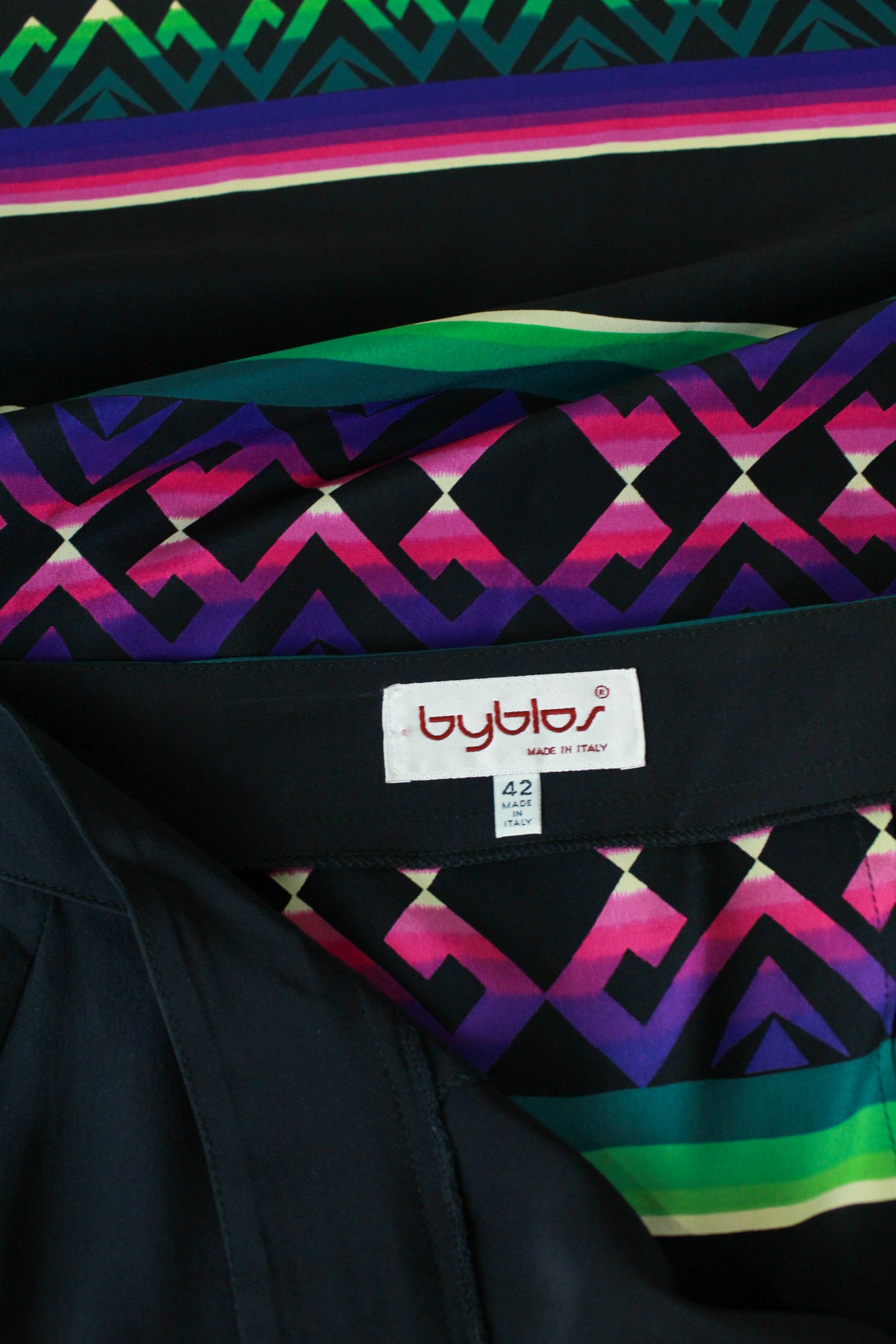 Vintage 80s Silk Byblos Skirt Geo Print Sarong Style