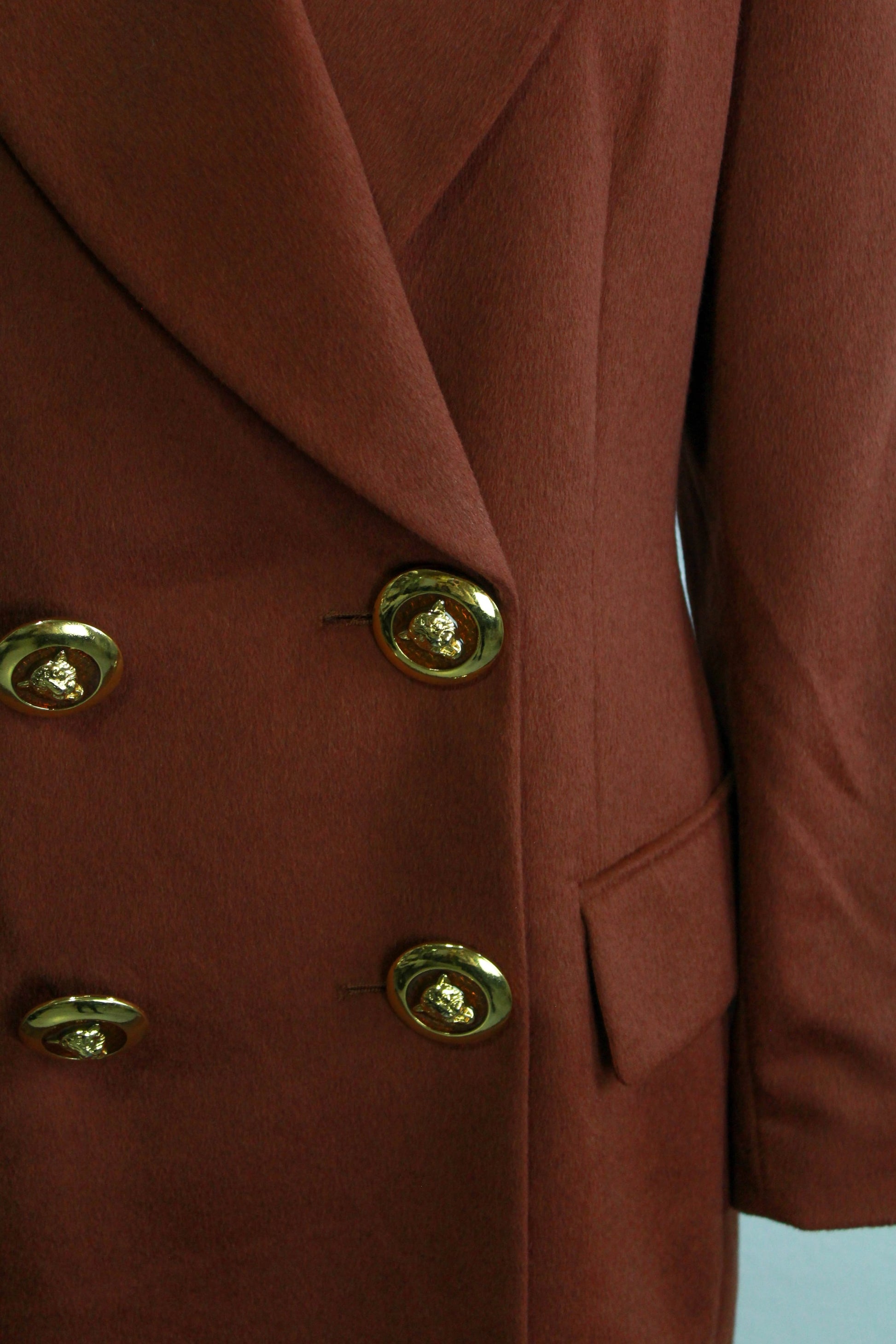 80s Escada Blazer Caramel Angora Wool with Leopard Buttons, Vintage Escada Jacket