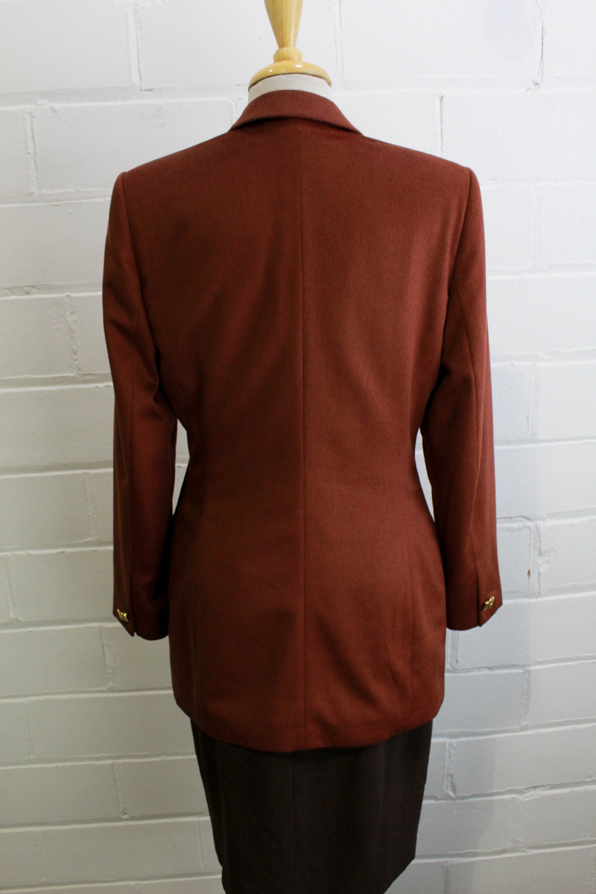 80s Escada Blazer Caramel Angora Wool with Leopard Buttons, Vintage Escada Jacket