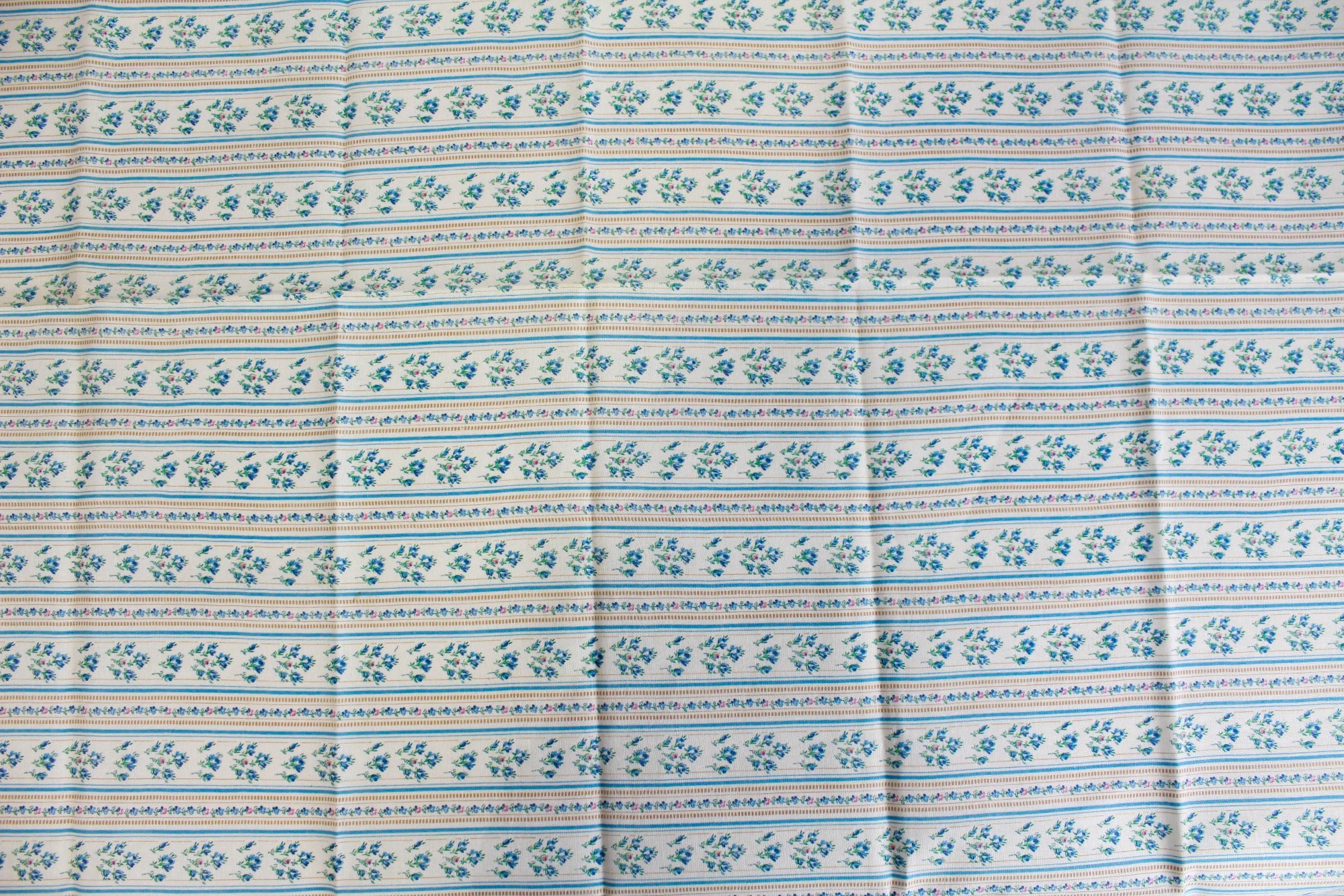 1930s 40s Floral Stripe Print Feedsack Cotton Fabric (Seamed)