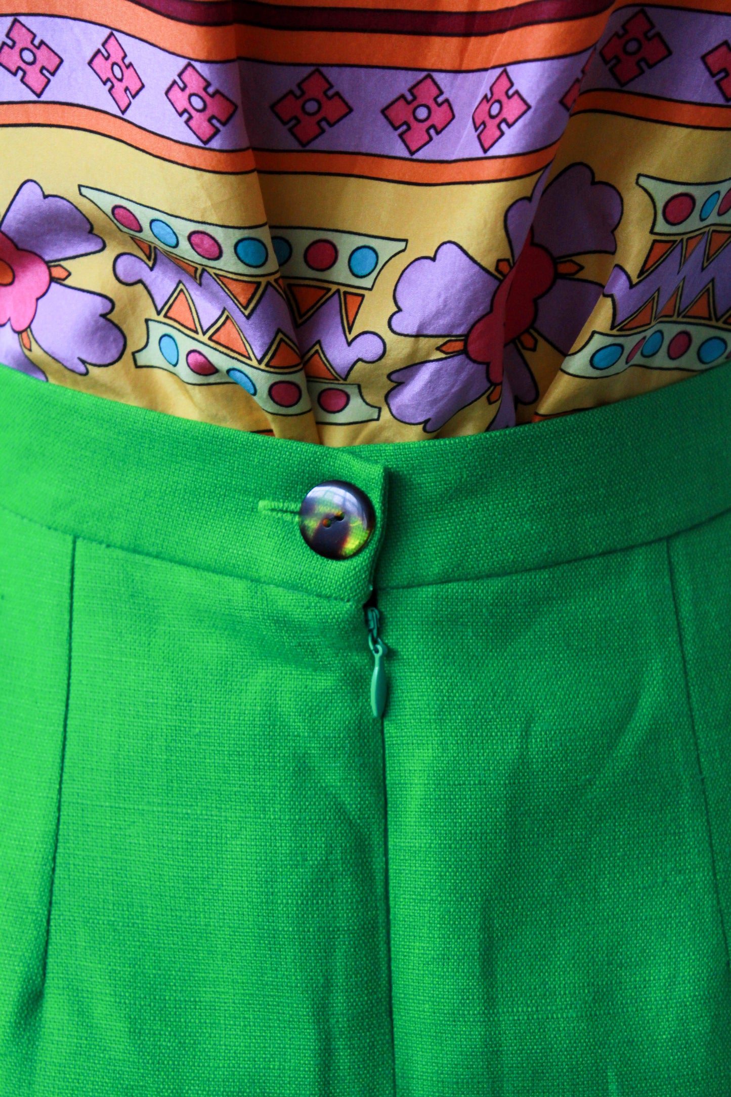 Vintage 1980s Bright Grass Green Pencil Skirt, Waist 28"