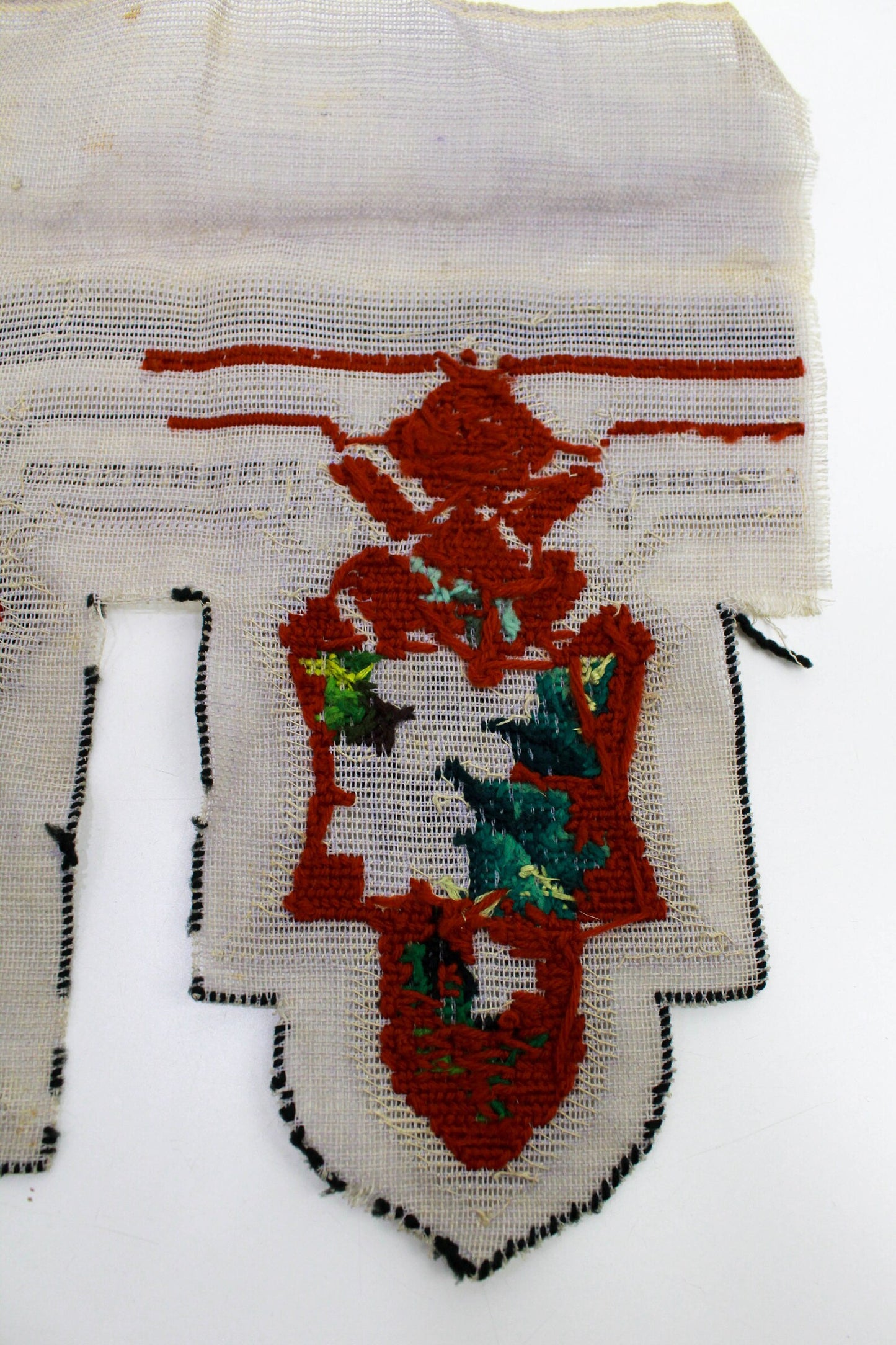 Antique Victorian Floral Needlepoint Beaded Pelmet, Mantel Decor