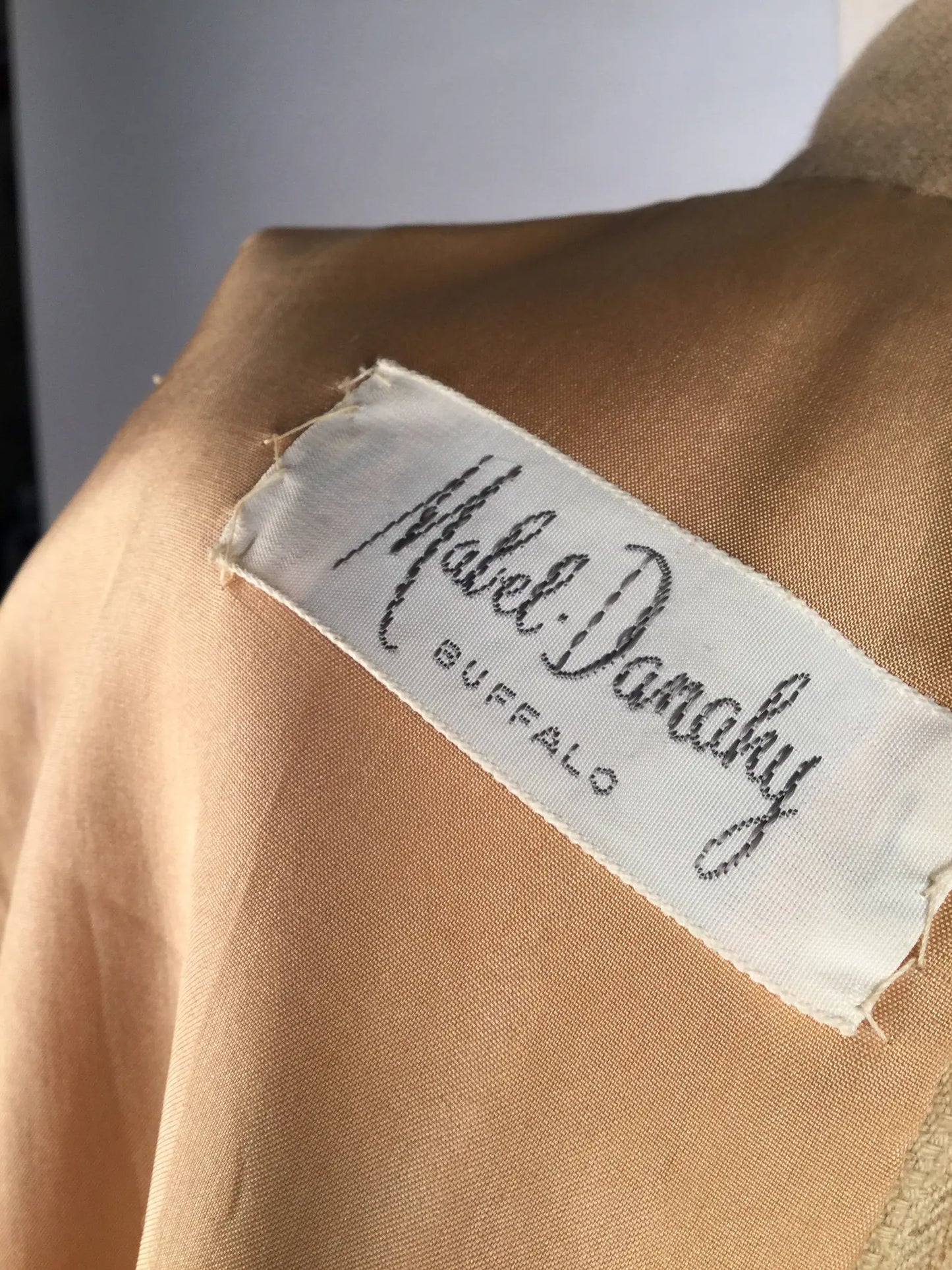 1970s Norman Norell Stand Collar Day Dress, Light Camel Long Sleeve Wool Belted Secretary Dress, Vintage Designer Dress W/ Pockets W28"