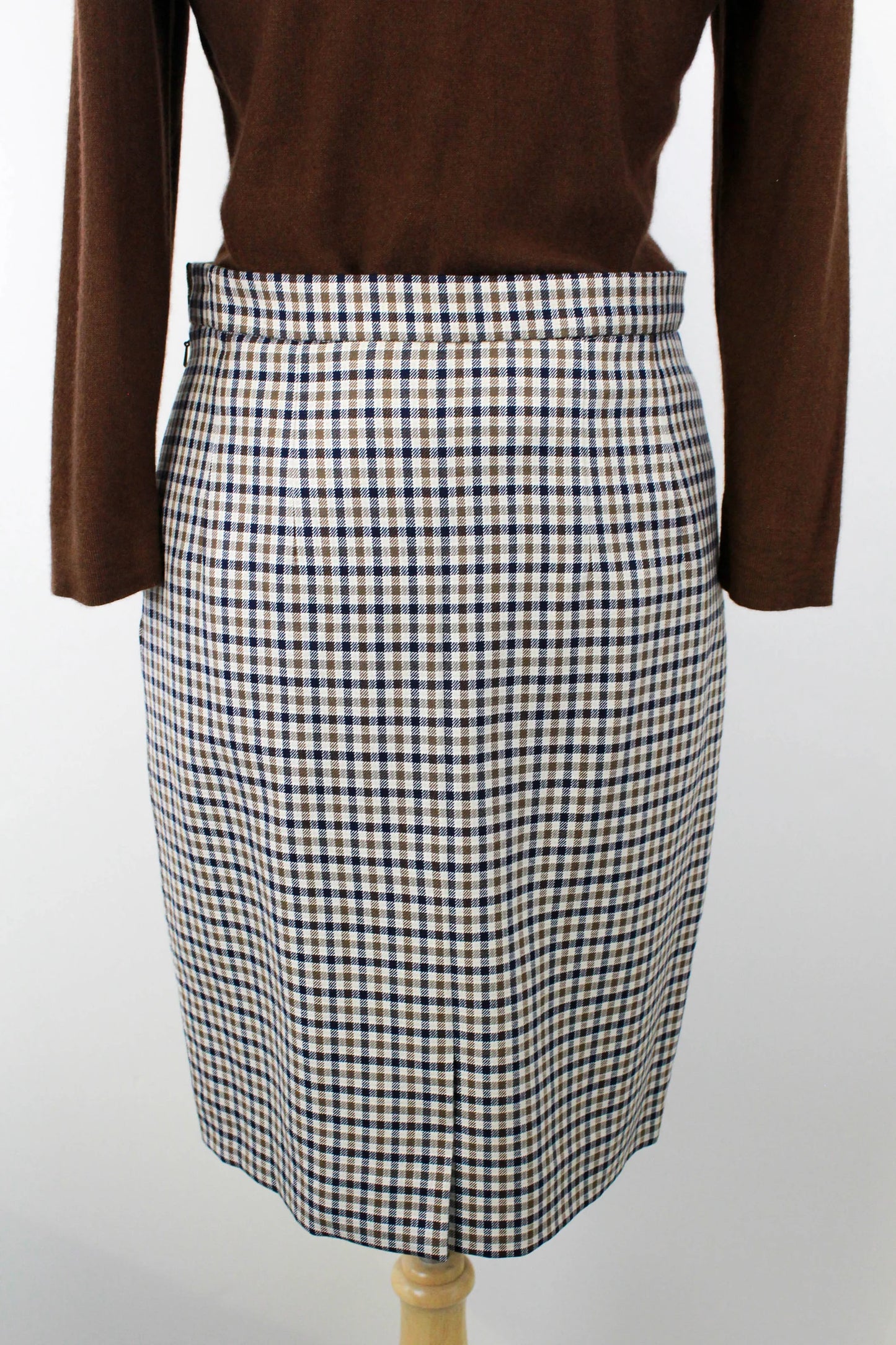 90s Brown Checked Skirt, Vintage 1990s Mini Skirt, Aquascutum Minimalist Preppy Skirt, Waist 29