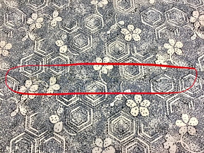 Vintage 50's Grey Floral Geometric Cotton Fabric Yardage, 10+ Yards, W 37", Hexagons and Flowers, Large Quantity Sold as Complete Lot