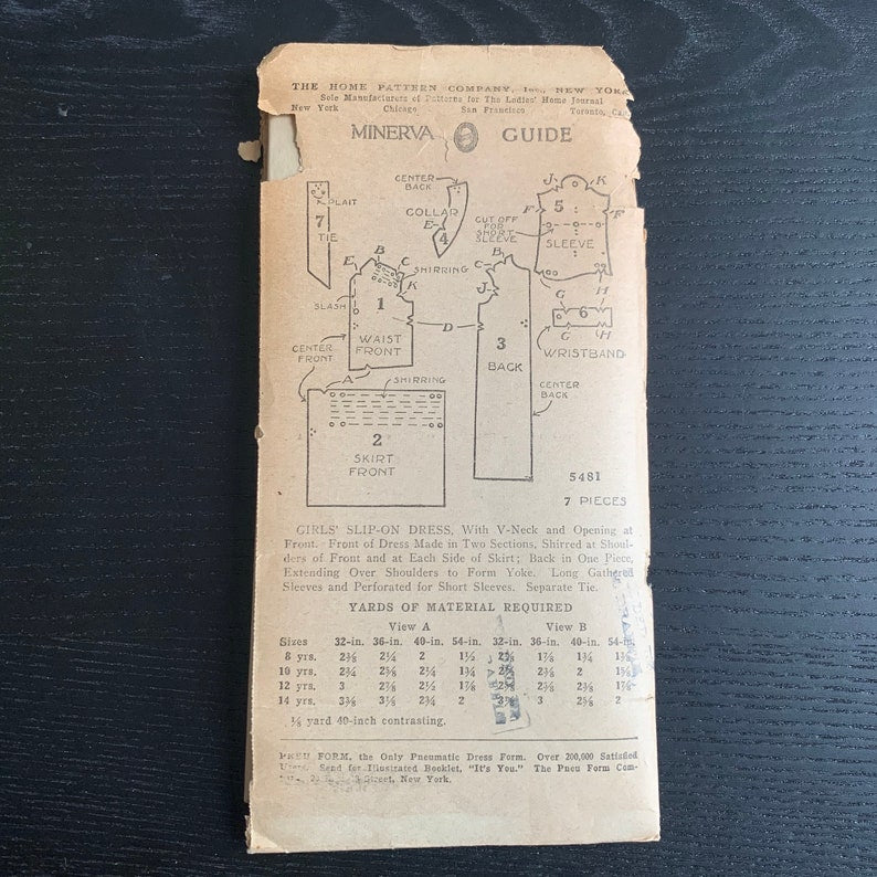 1920s Girls Dress Sewing Pattern Ladies Home Journal 5481 Bust 32