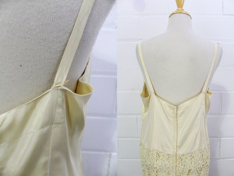Condition issue: strap on cream lace 60s dress. Ian Drummond Vintage.