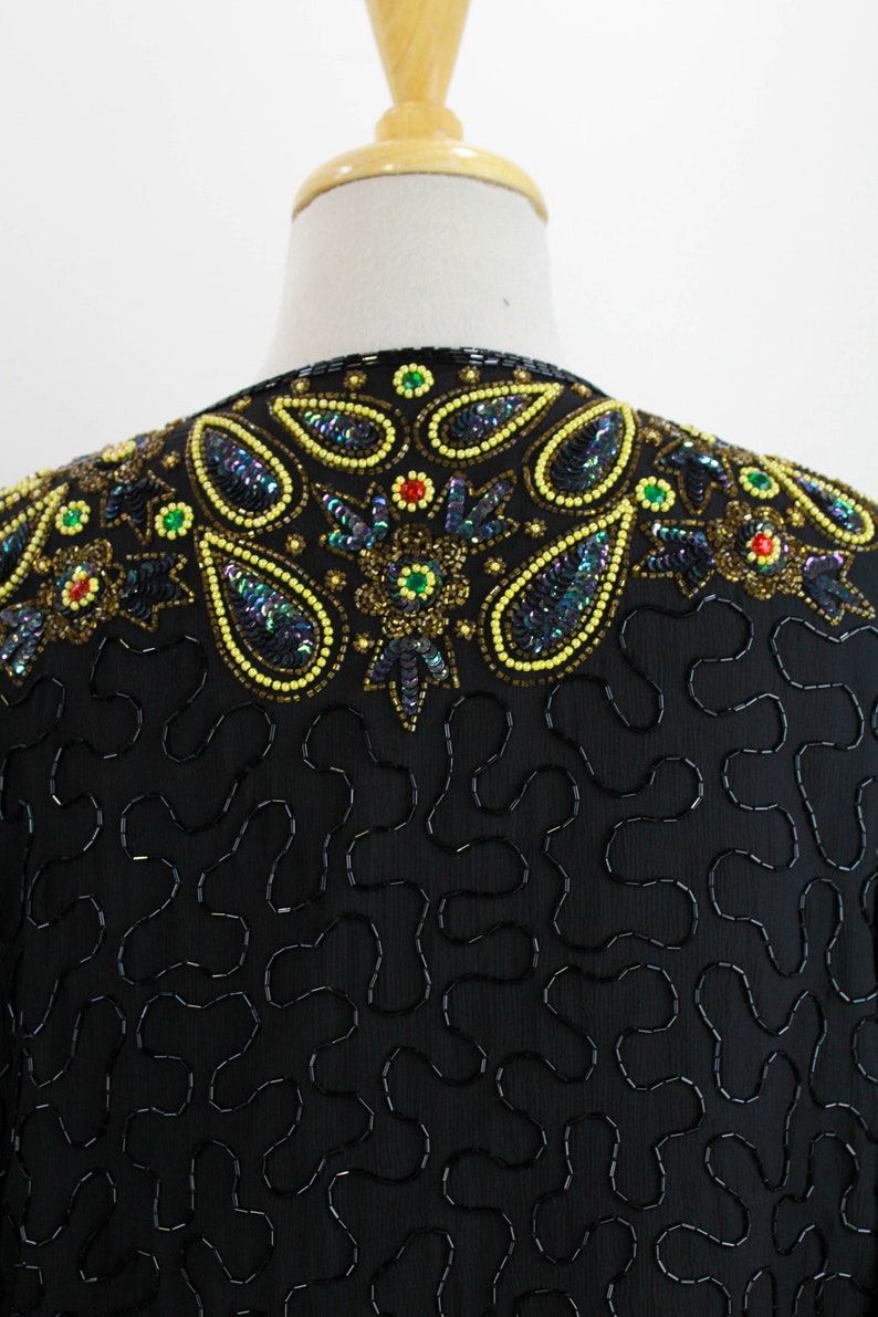 Vintage 1980s Bejewelled Beaded Jacket, Medium