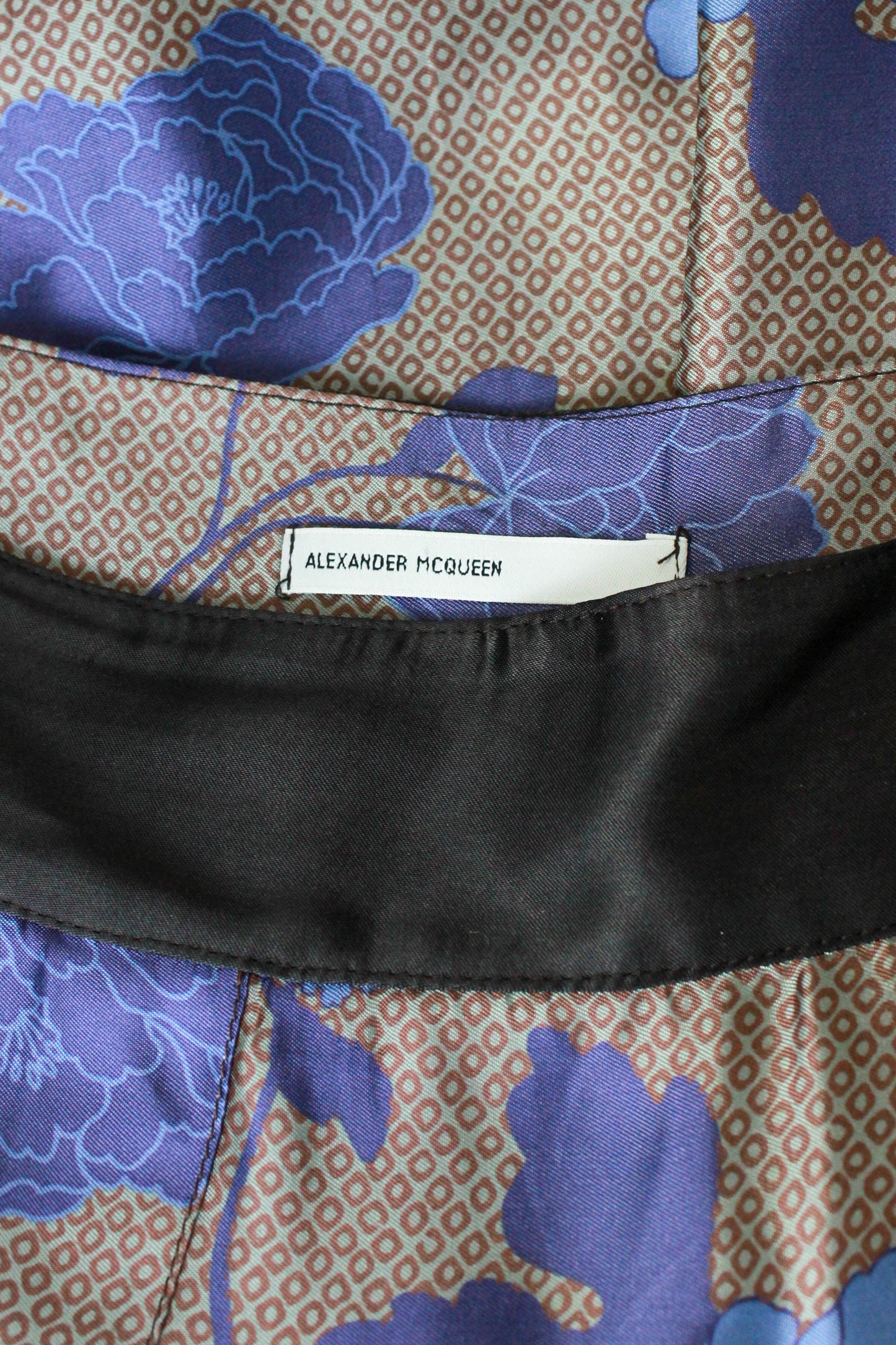 80s 90s Vintage Alexander McQueen Blue Rose Print Skirt