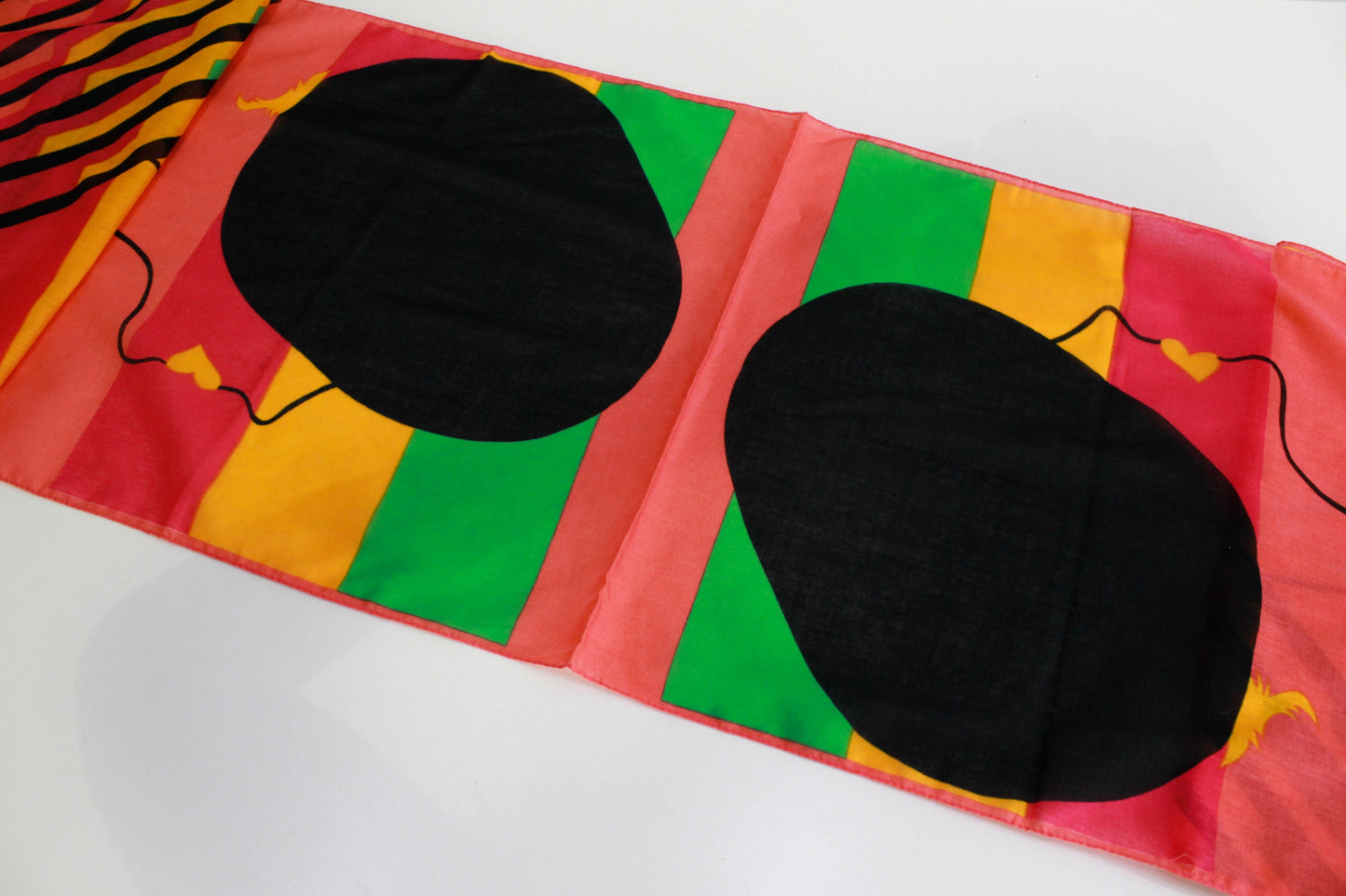 1980s oscar de la renta cotton scarf abstract print colourful stripe 