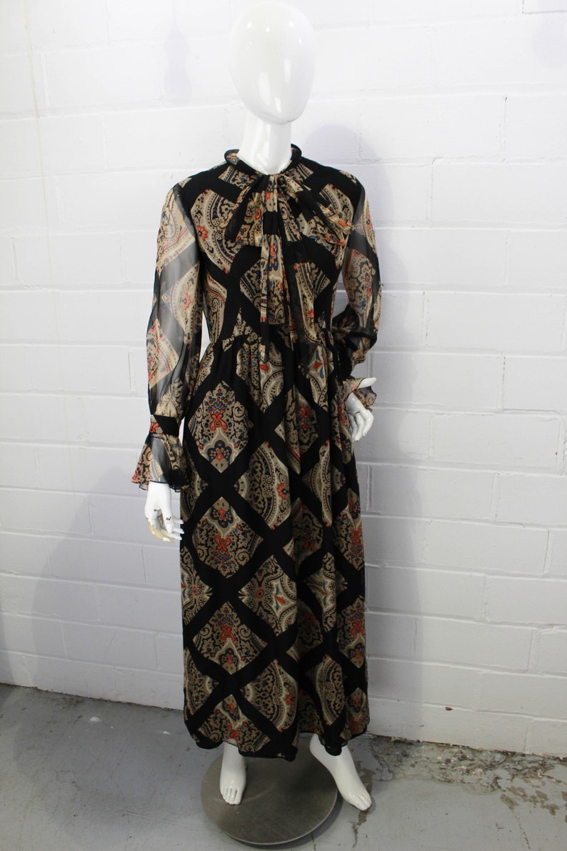 70s/80s Silk Oscar de la Renta Dress, Secretary Tie – Ian Drummond Vintage