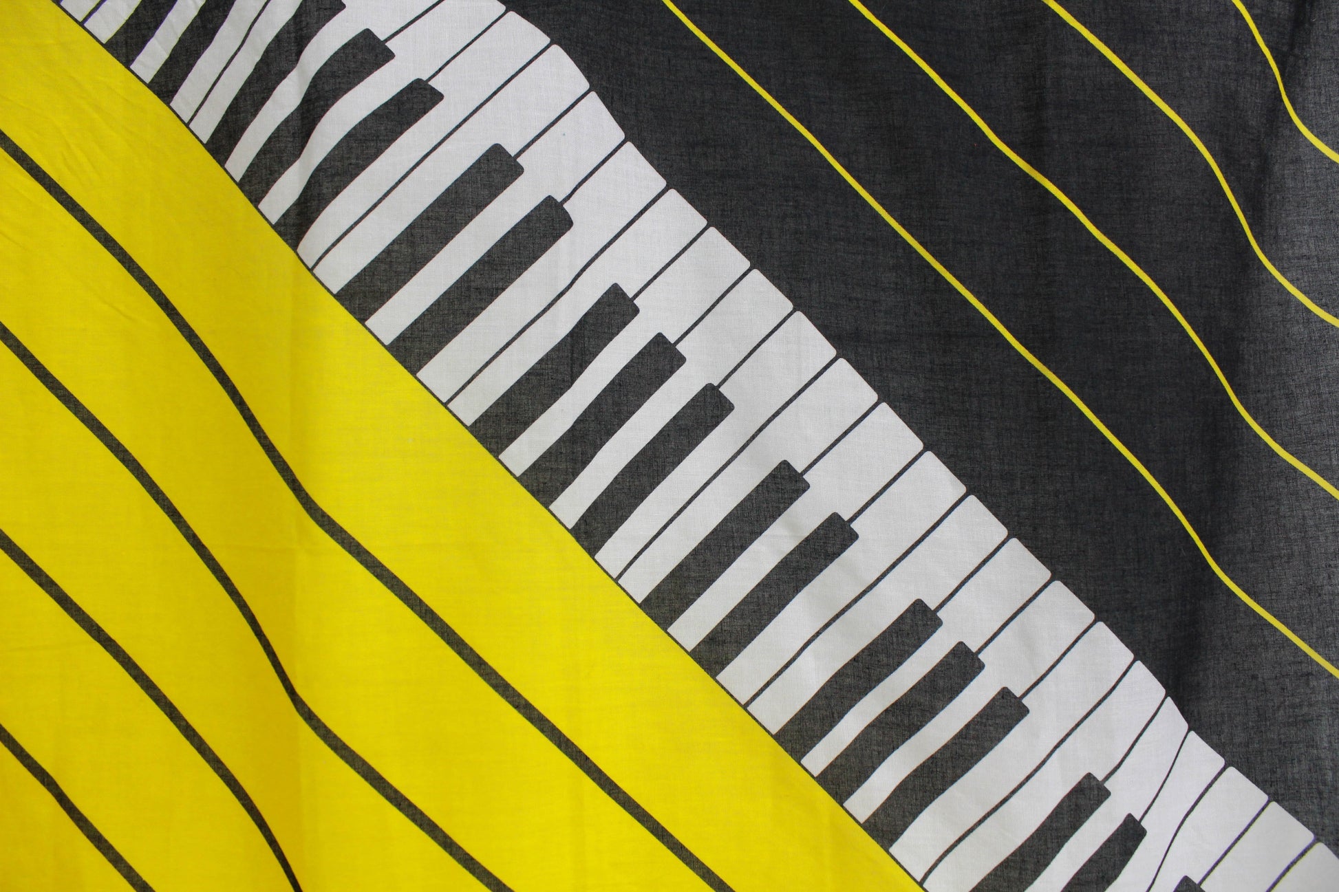 Oscar de la renta piano print square scarf, yellow and black
