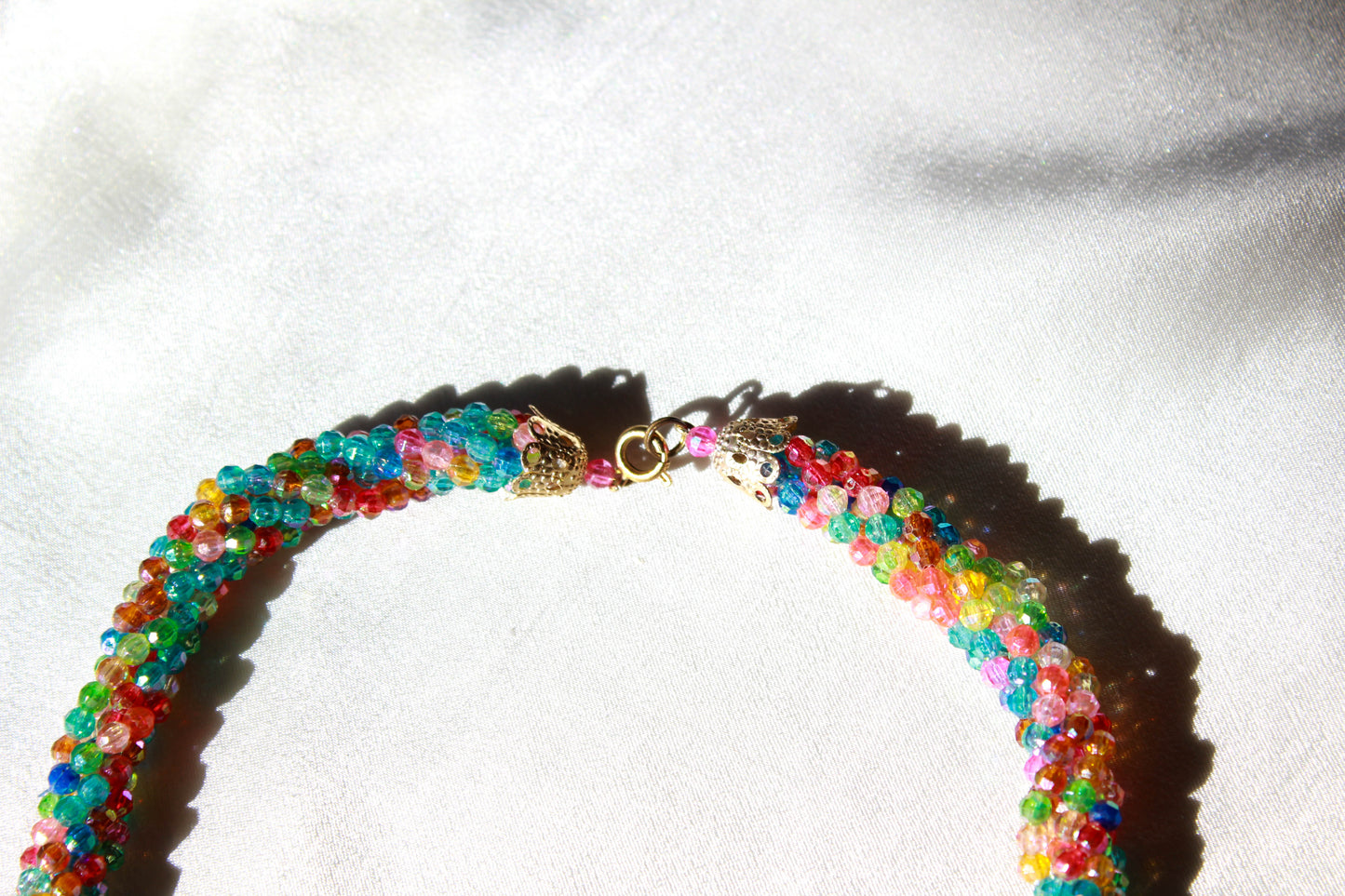 1960s Rainbow Beaded Choker Necklace