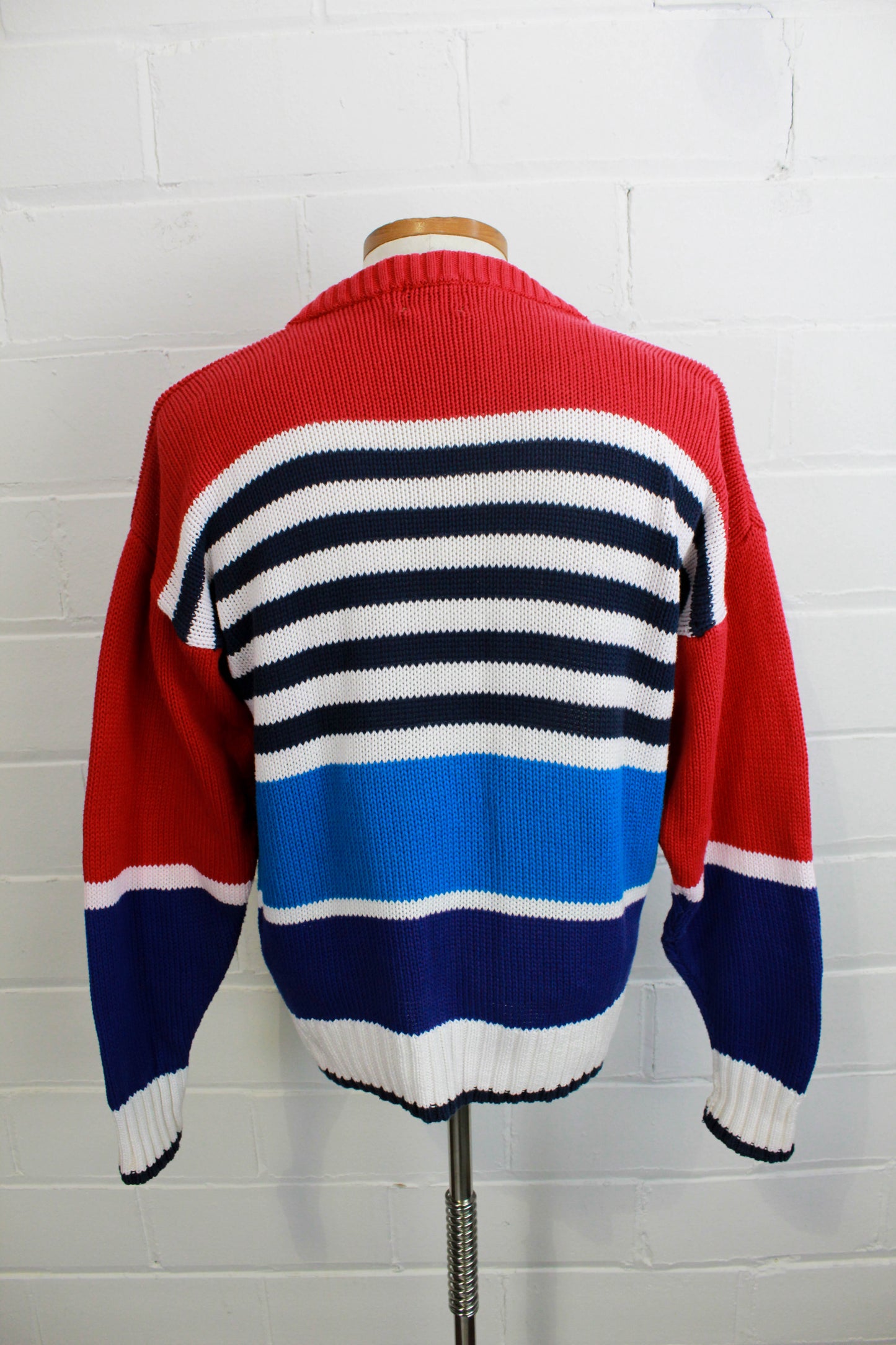 80s Sailboat Knit Sweater, Large