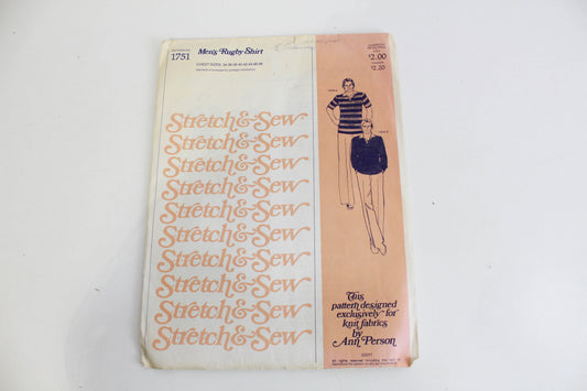 1970s Stretch and Sew 1751 Men's Rugby Shirt, Uncut, Complete, Chest Sizes 34" - 48"