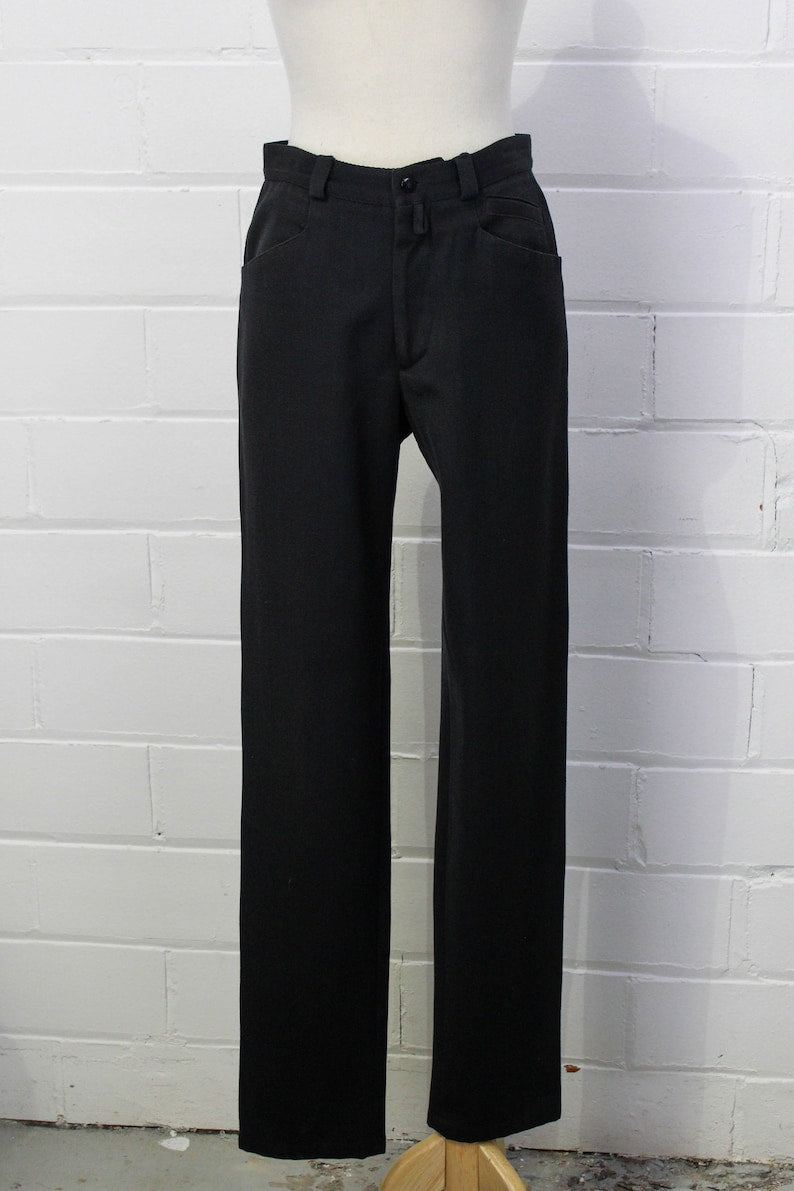 Vintage Gianni Versace Black Wool Pants, Waist 30 in.