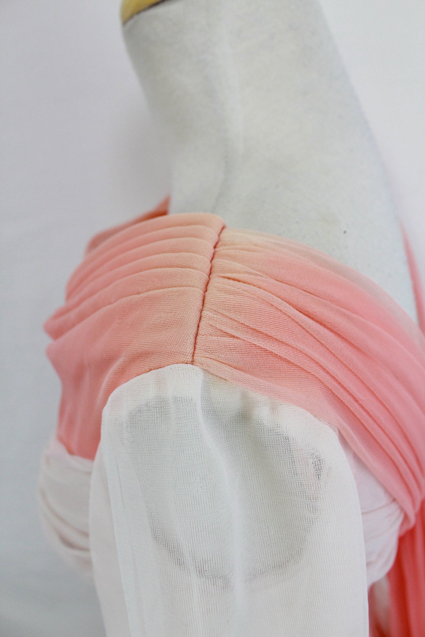 Vintage 1950s Pale Pink Party/Prom Dress with Contrast Coral Train, XS