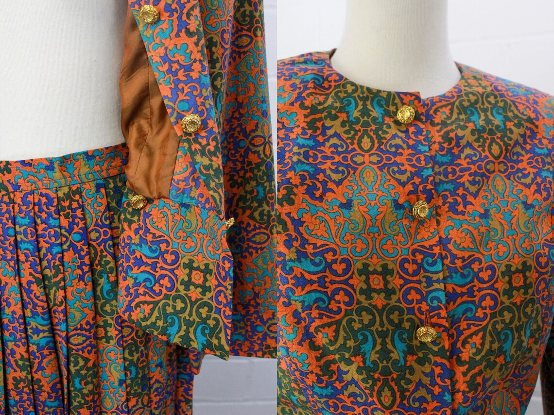 80s Vintage Yves Saint Laurent Rive Gauche Wool Challis Skirt Suit