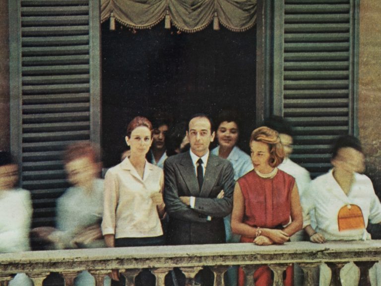 Federico Forquet at his fashion show with his models in the mid 1960s