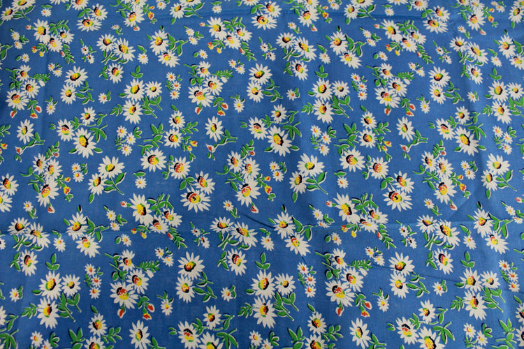 1940s 50s Daisy Print Vintage Cotton Sewing Fabric