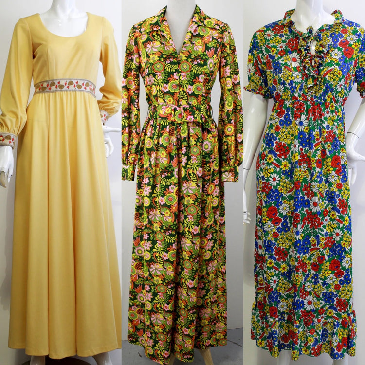 three floral maxi dresses