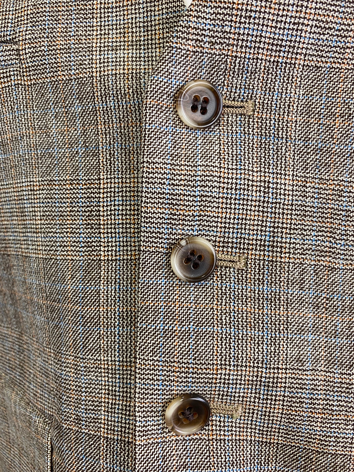 vintage men's 1980s brown plaid waistcoat