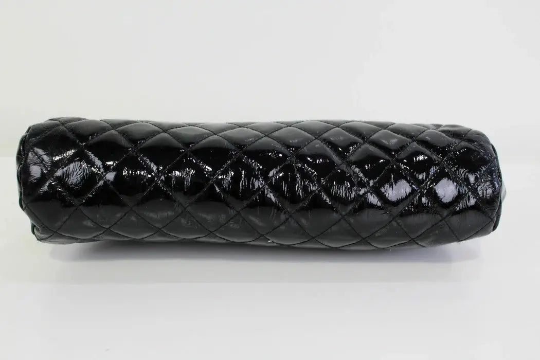 Vintage 2000s Chanel Mademoiselle Black Half Moon Quilted Leather Clutch