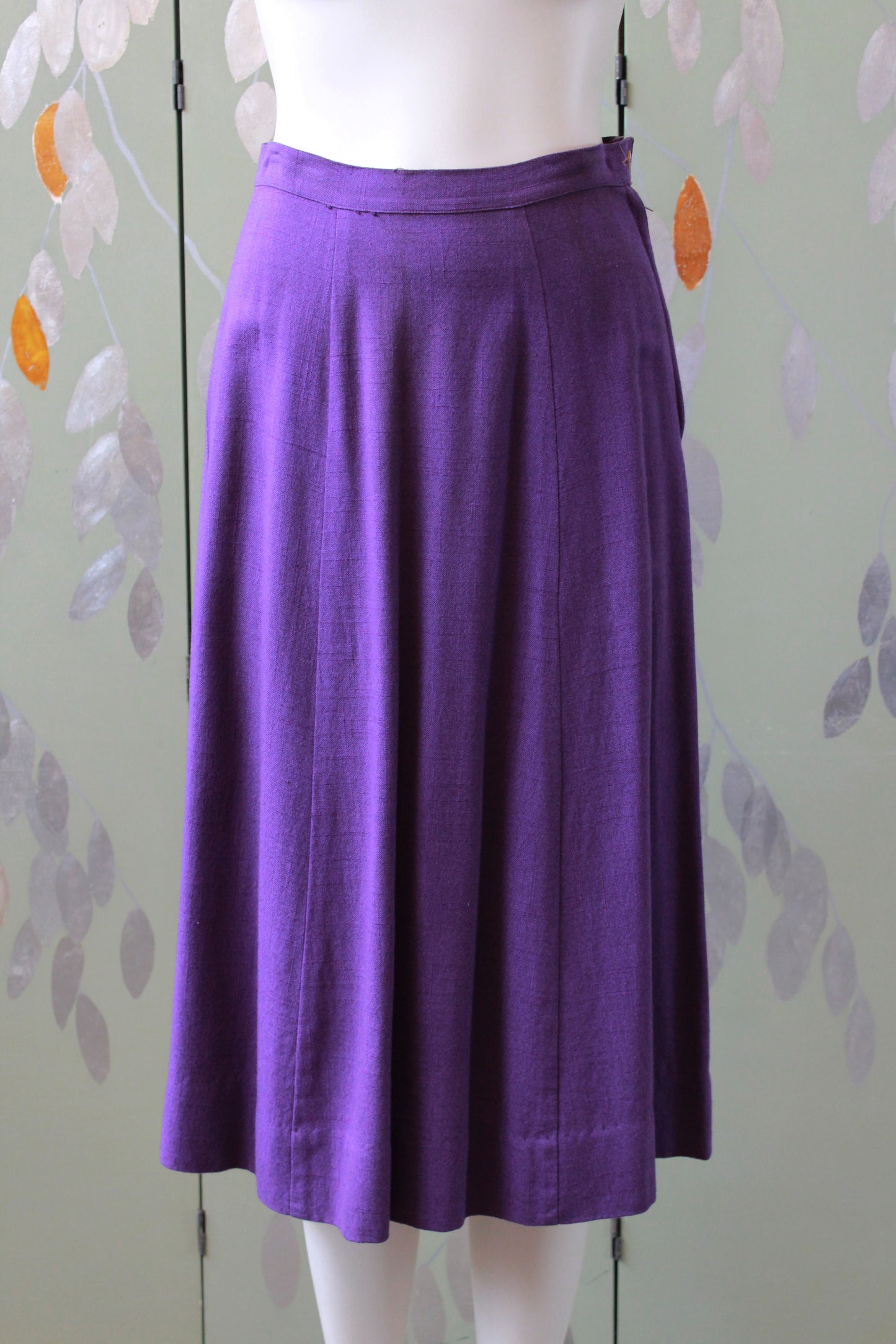 Vintage 1950s Purple Stripes Summer 2 PC Skirt Set, XS