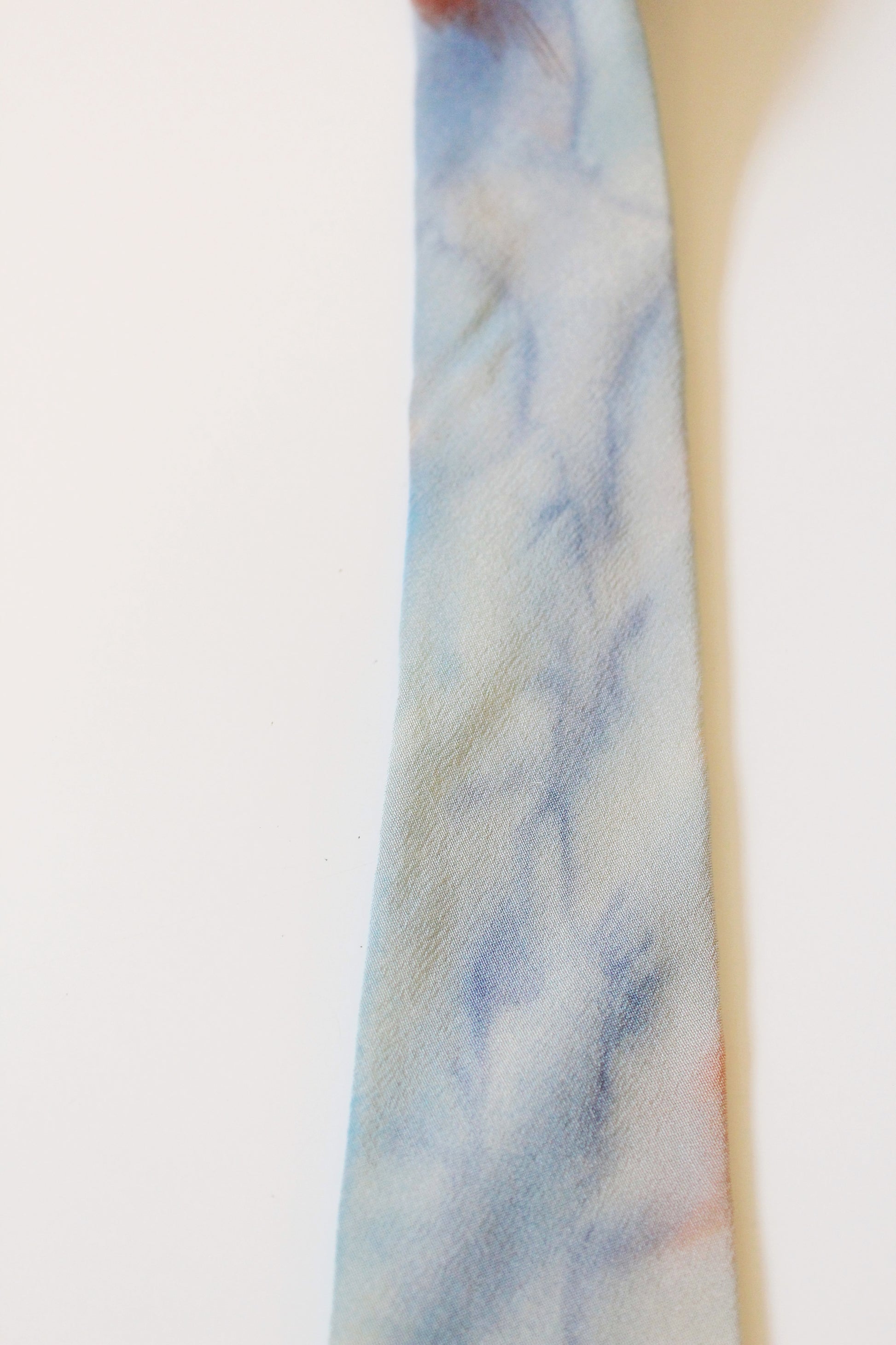 Vintage 1950s Light Blue Tie Dye Like Floral Hand Painted Tie