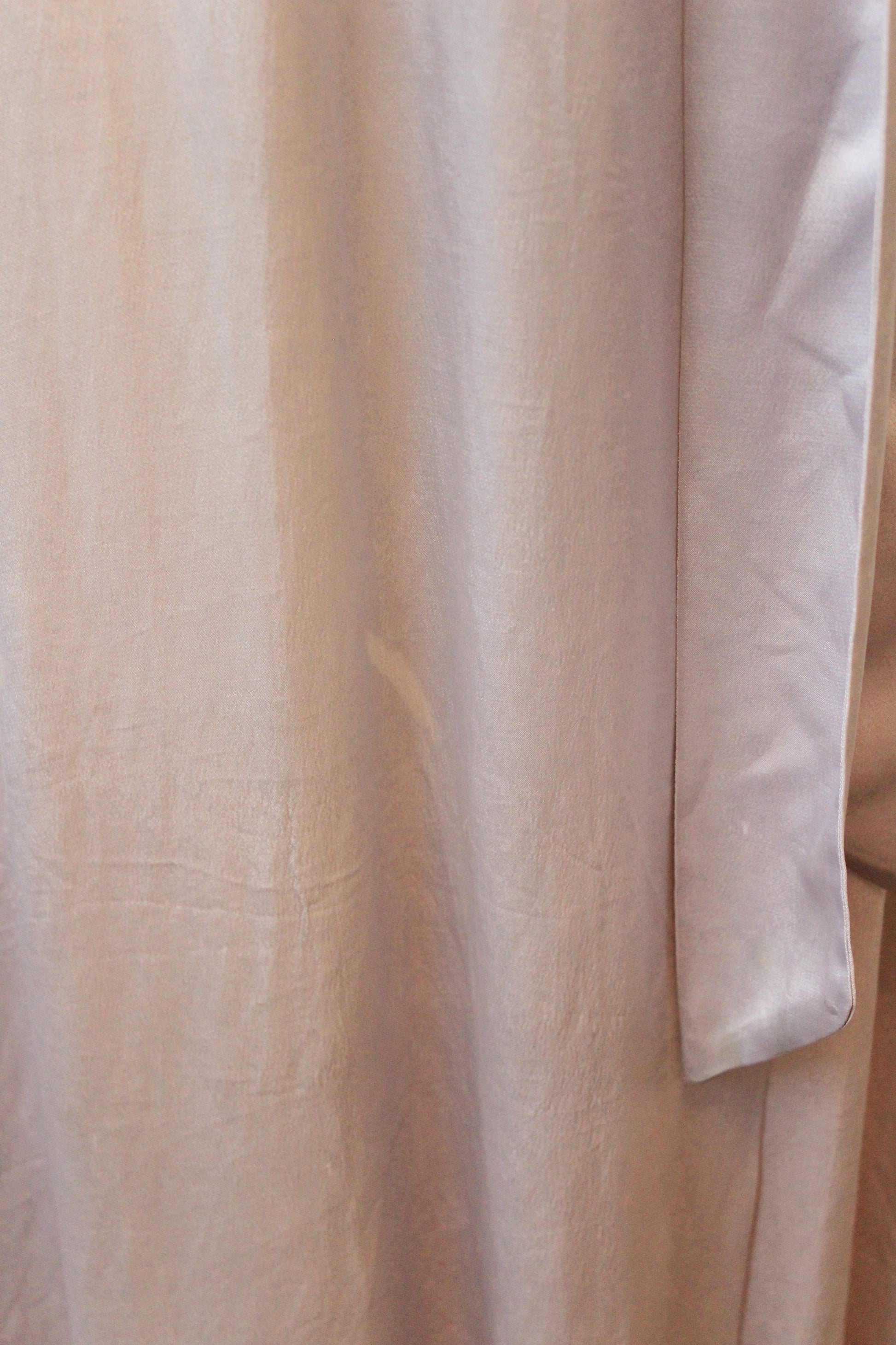 1940s Light Lilac Silk Robe With Quilting And Sash Belt, XS