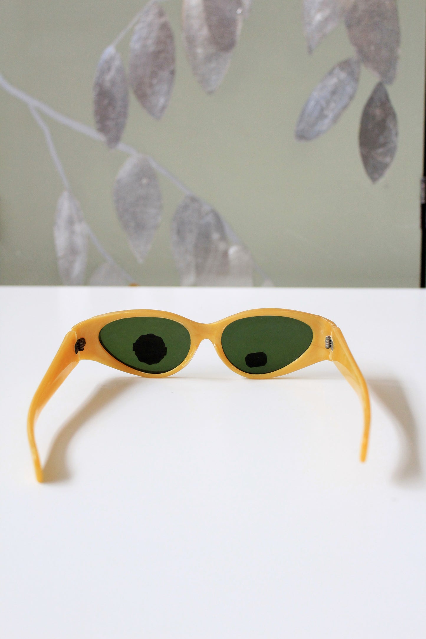 1950s Mustard Yellow Plastic Sunglasses, Unused