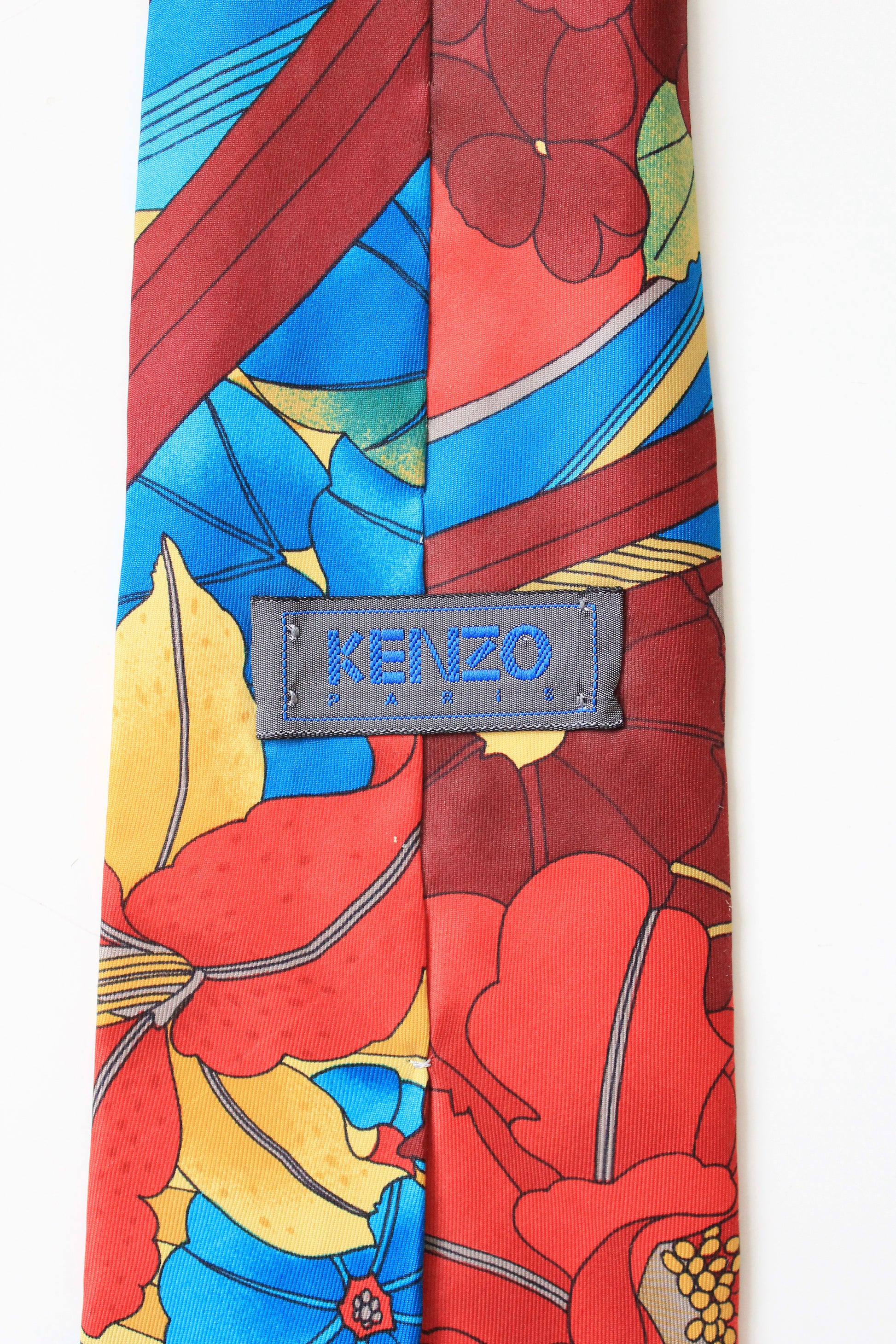 1990s Kenzo Bold Multicoloured Silk Designer Tie 