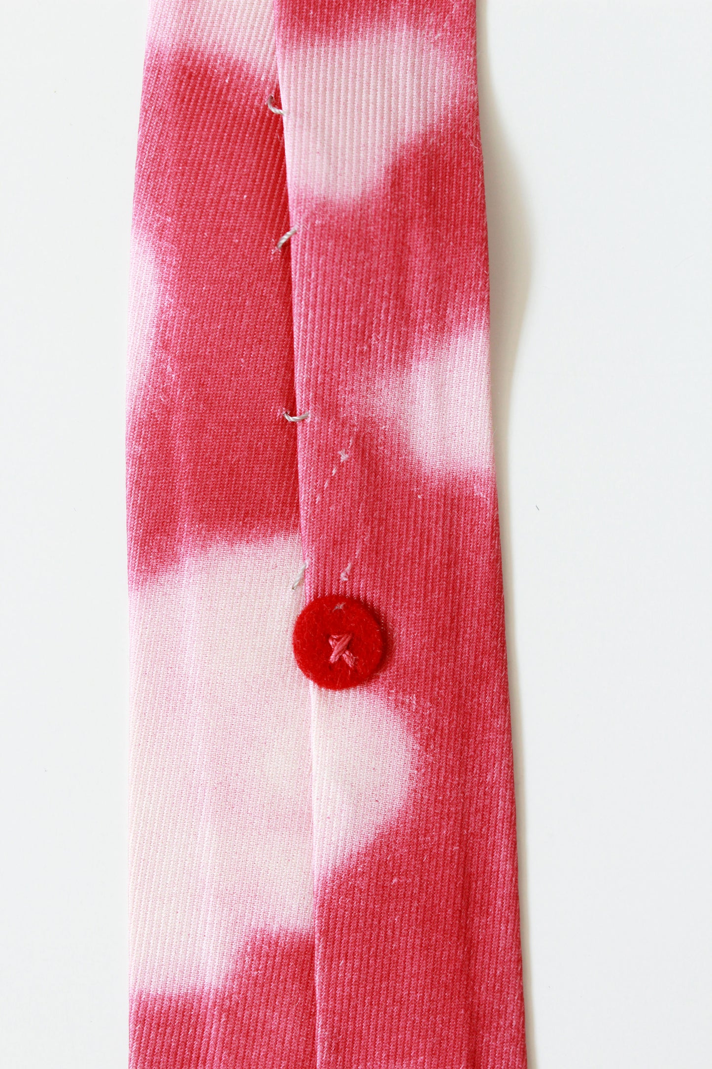 Vintage 1950s Pink Flamingo Rayon Photo Print Tie, Handmade Mid Century 