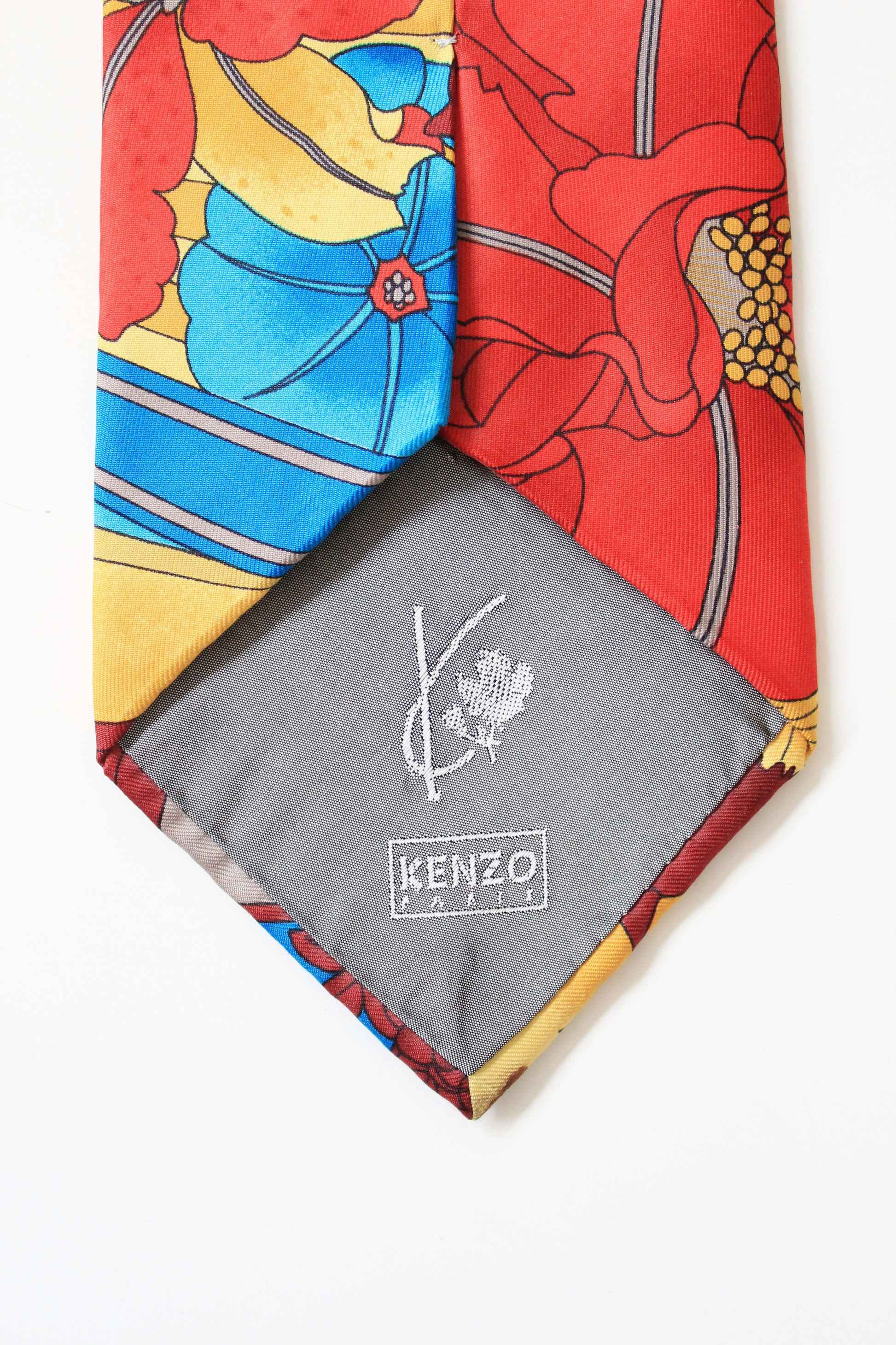1990s Kenzo Bold Multicoloured Silk Designer Tie 